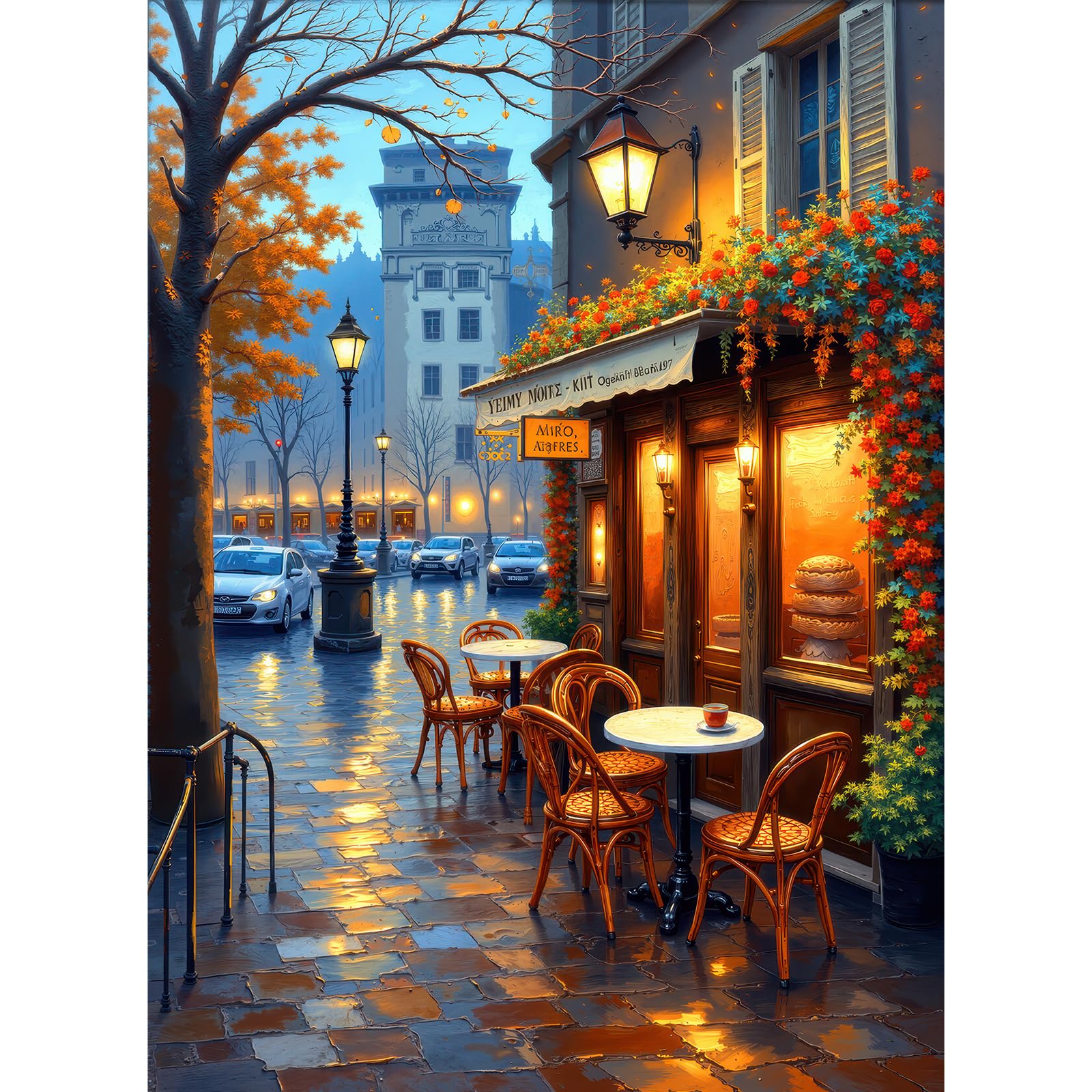 500 Piece Puzzles for Adults - Parisian Autumn Café Street Scene Puzzle, Premium Cardboard 500 Piece Puzzles, Ideal Gift for Puzzle Enthusiasts (Cafe) — image 1
