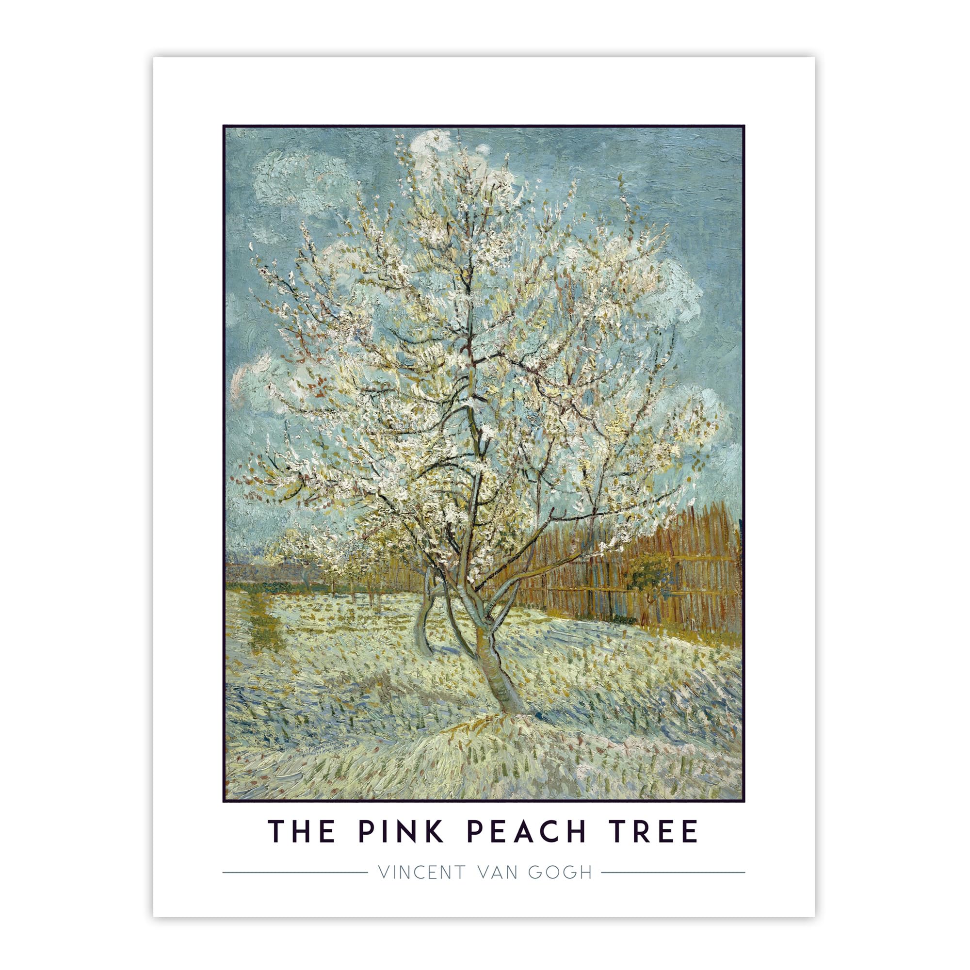 Artery8 - Van Gogh The Pink Peach Tree Print - W18" x H24" - Blue