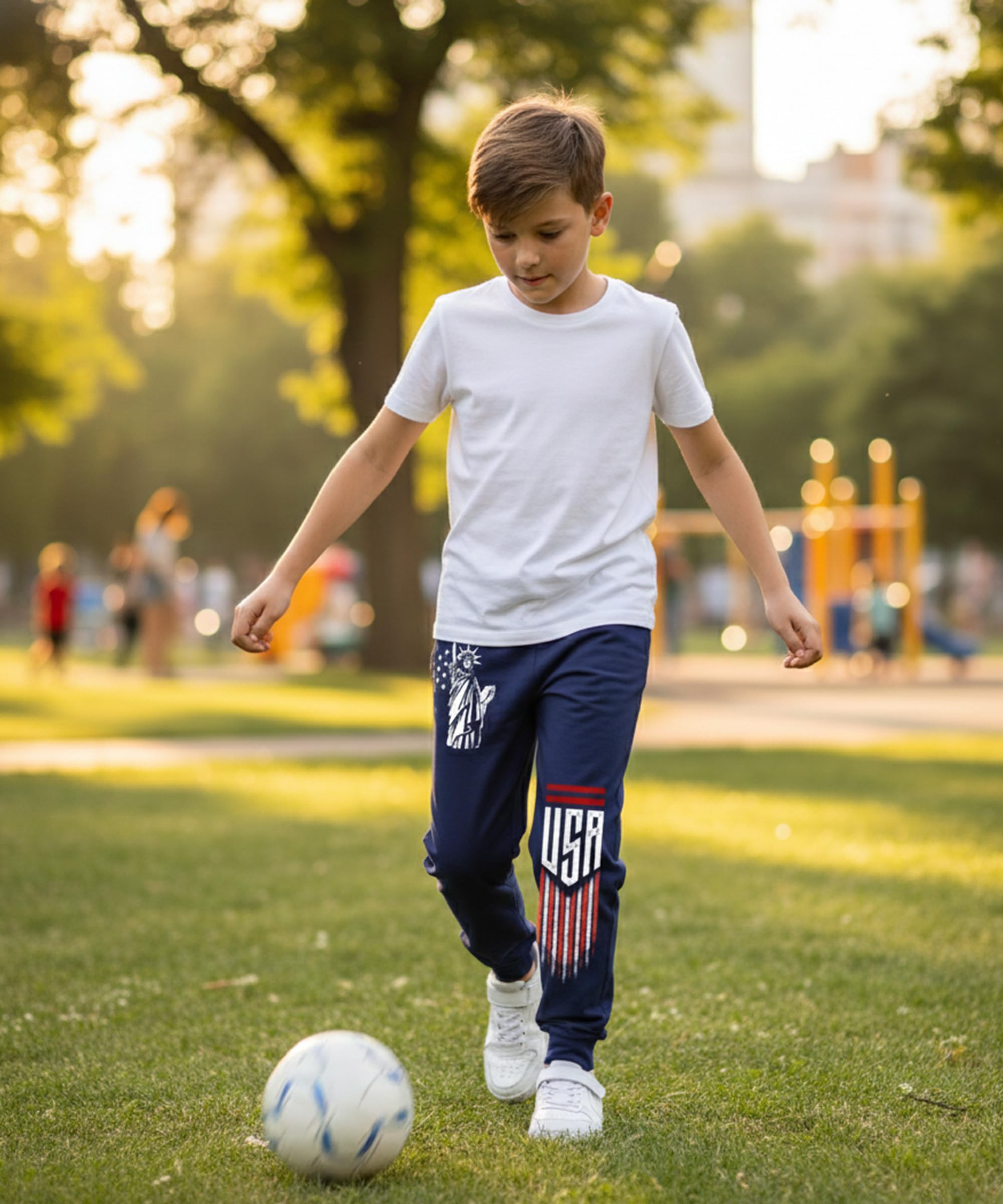 KYDA KIDS Chłopięce spodnie do biegania z nadrukiem, 100% bawełna, 3 sztuki, wielokolorowe