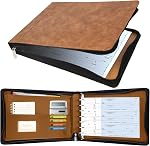 Antner Zippered 7 Bague Business Checkbook Binder Portfolio pour 3-on-a-Page Contrôles d'entreprise, 600 Capacité de contrôle, PU Couverture de binder en cuir pour 9x13 Feuilles, Organisateur de stockage intégré, Noir