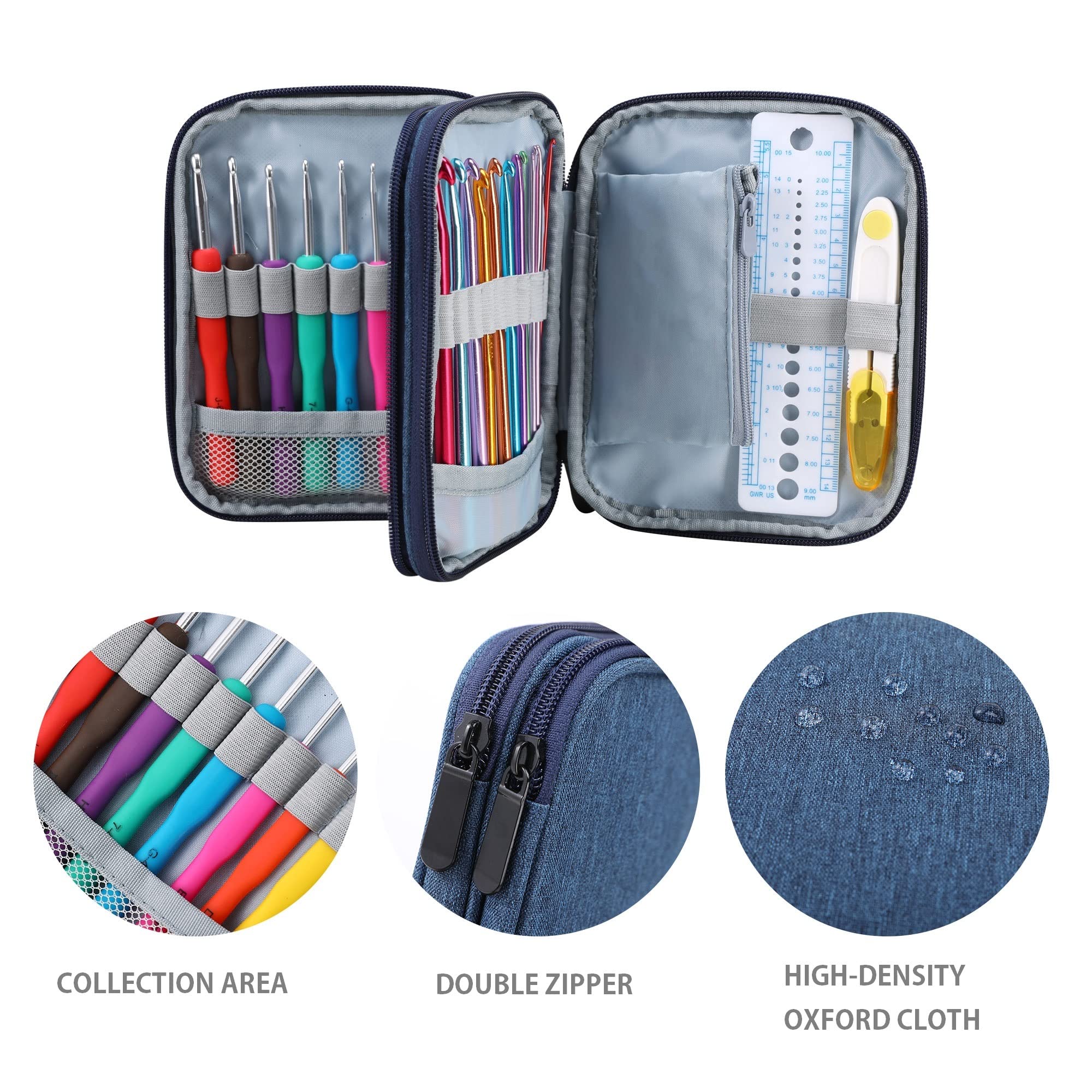 CAPASTEC Häkelhakenetui Mit Reißverschluss - Grüne Aufbewahrungstasche