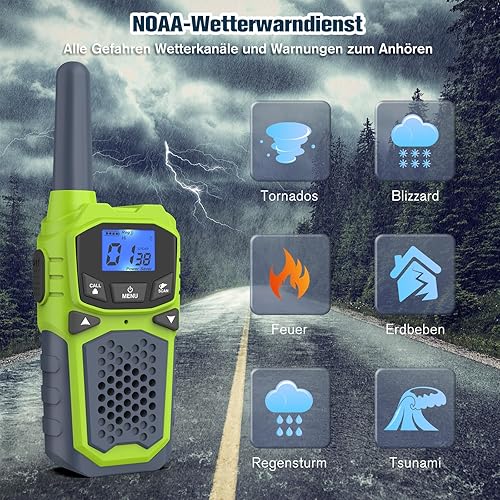 Miniatura 6 de Walkie Talkies para niños recargables, paquete de 2 Walkie-Talkie de largo alcance para radio pequeña de 2 vías, manos libres, campamento al aire