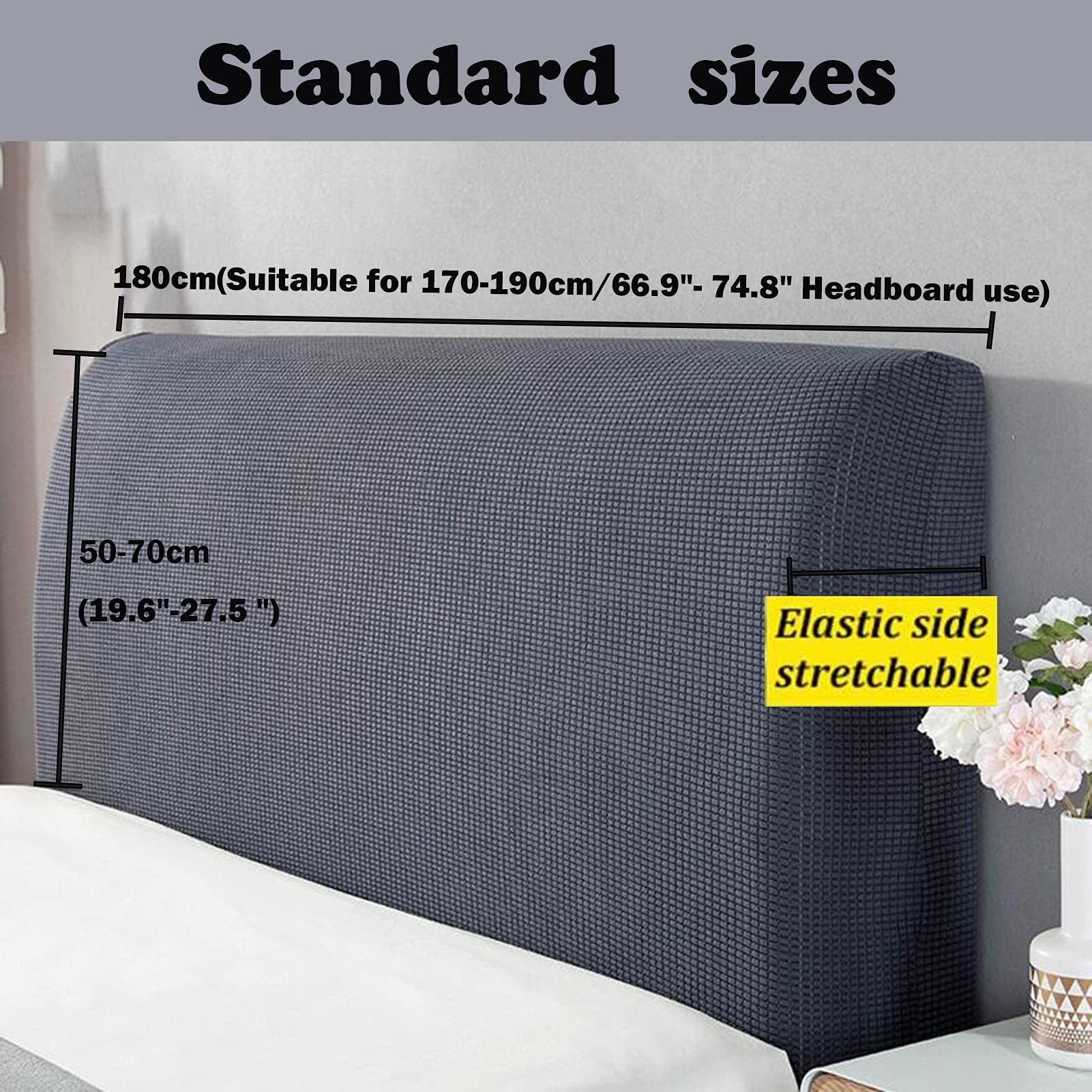 Copritestiera Letto Matrimoniale Elastico - Bianco, Per Testiera 71-79", Tessuto Spandex Morbido - Foto 3