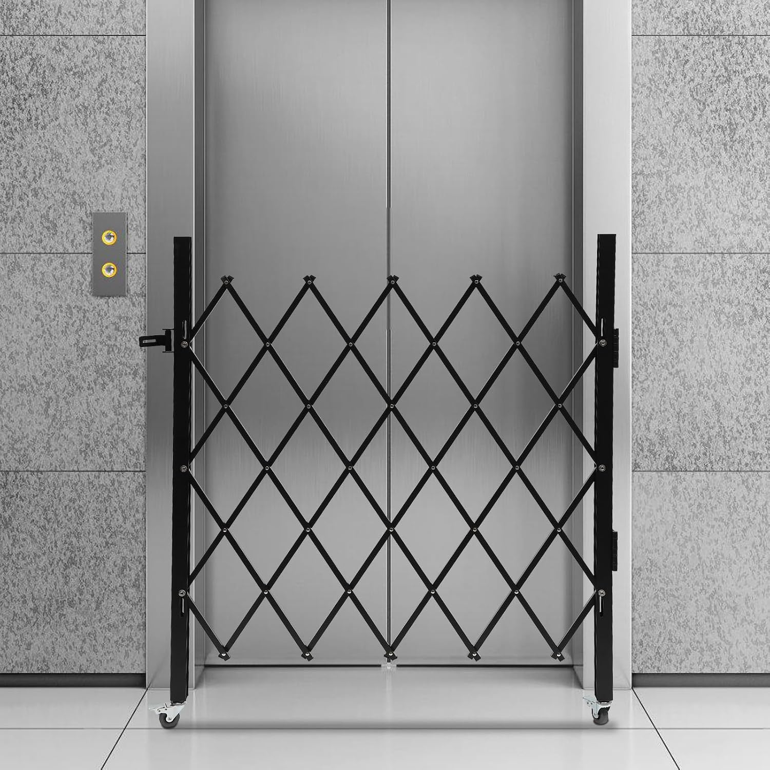 Single Folding Security Gate, 48" H x 37" W Folding Door Gate, Iron Accordion Security Gate, Flexible Expanding Security Gate, 360° Rolling Barricade Gate, Scissor Gate or Door with Padlock