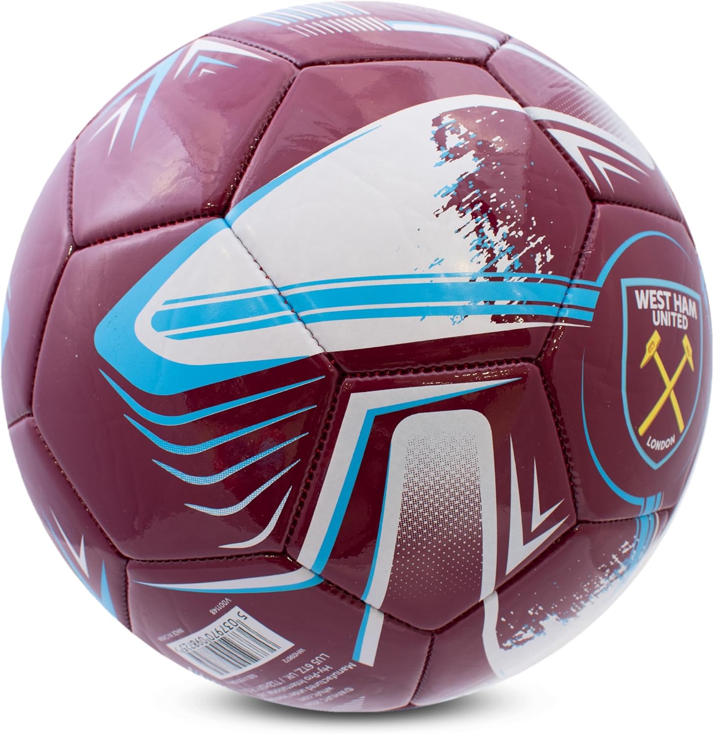 Hy-Pro Officially Licensed West Ham F.C. Football – Size 5, Turbine Design, West Ham Merchandise, The Hammers, Training, Match, Collectible for Kids and Adults