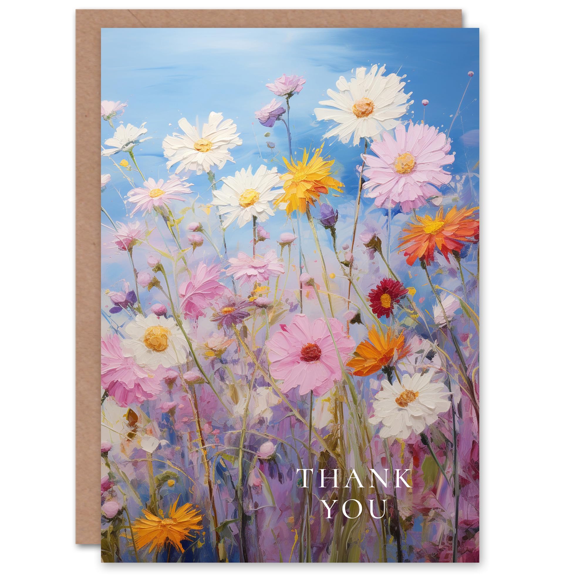 Artery8 Thank You Greeting Card Wildflower Field Flowers For Her