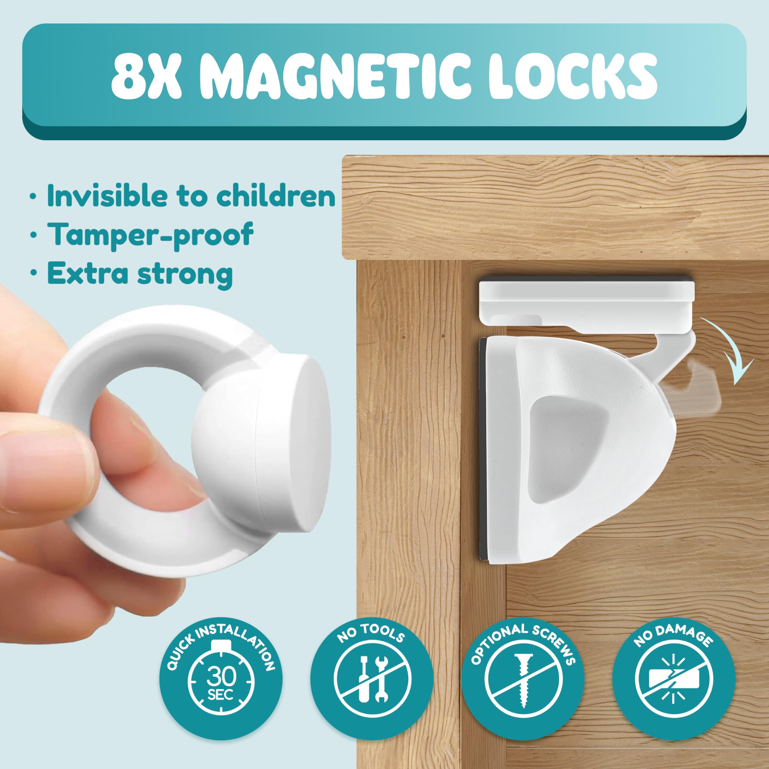 Booboo Baby 38 Pack Magnet Child Safety Baby Proofing Kit, White, Child Safety Kit - Image 3
