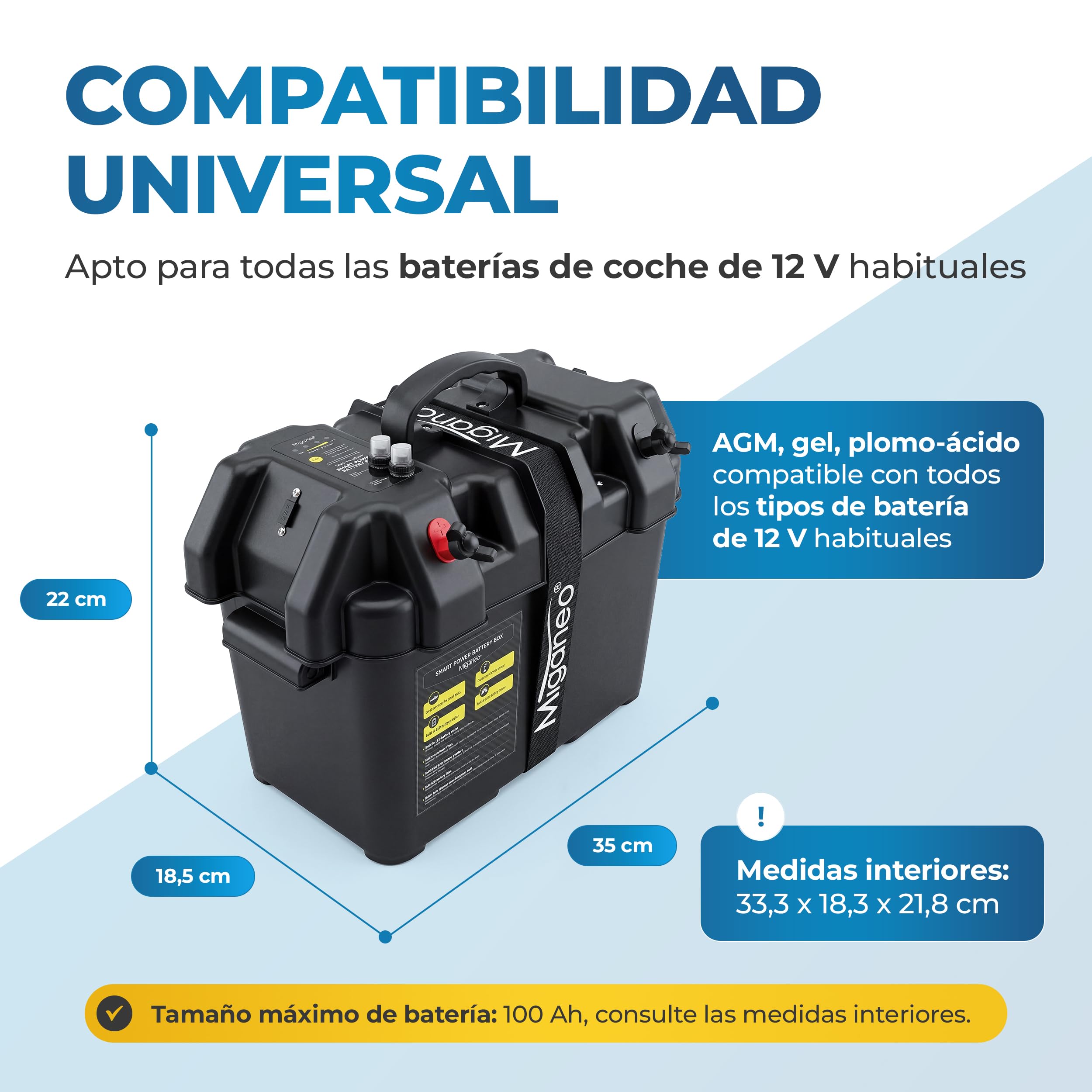 Miganeo Caja batería para barco motor eléctrico motor manguera barco fueraborda