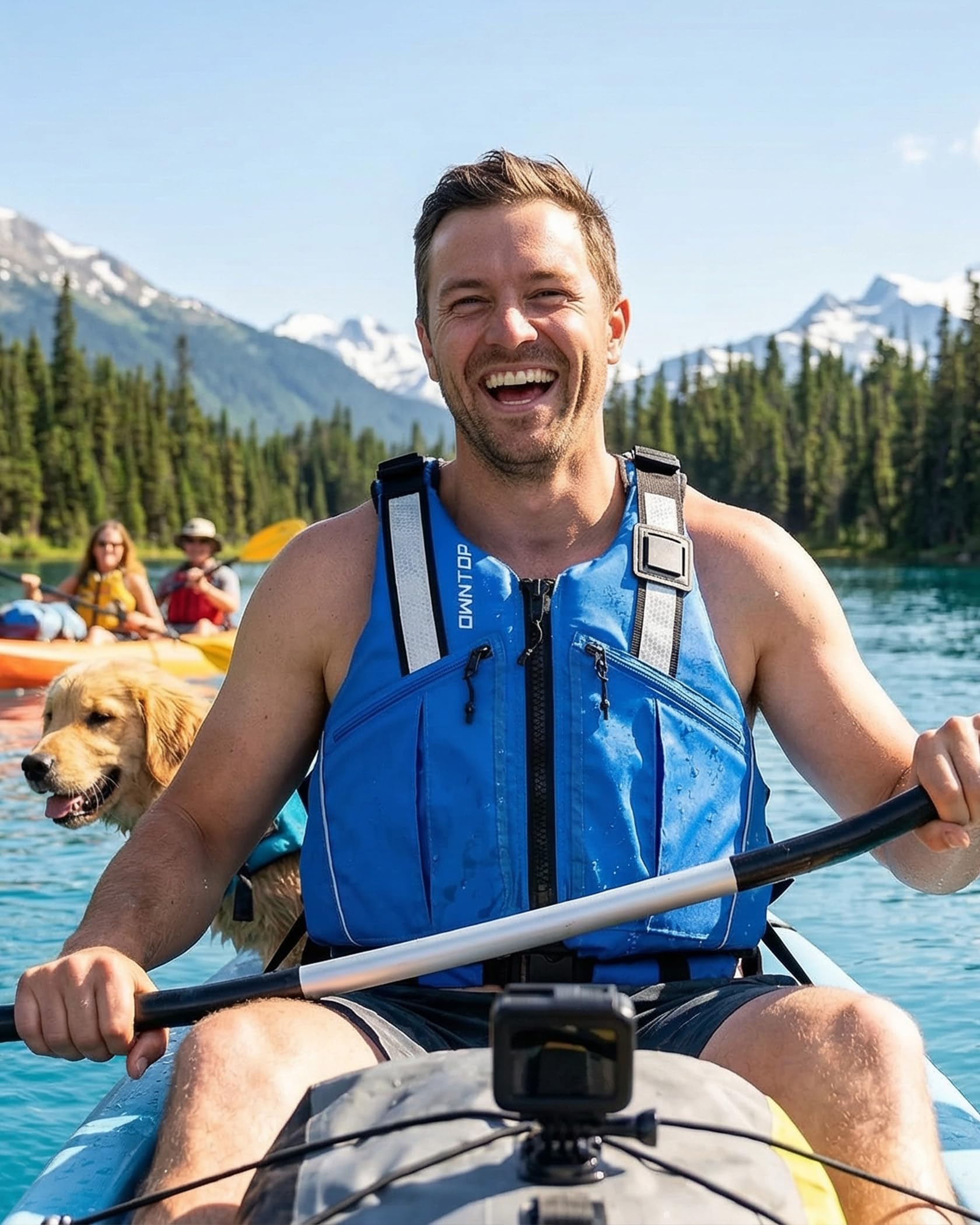 Owntop Ayuda a la Flotabilidad para Adultos – Chaleco Flotante Ajustable con Bolsillos Grandes, Cintas Reflectantes y Aberturas amplias | Chaleco de Natación para Kayak, Pesca, Navegación