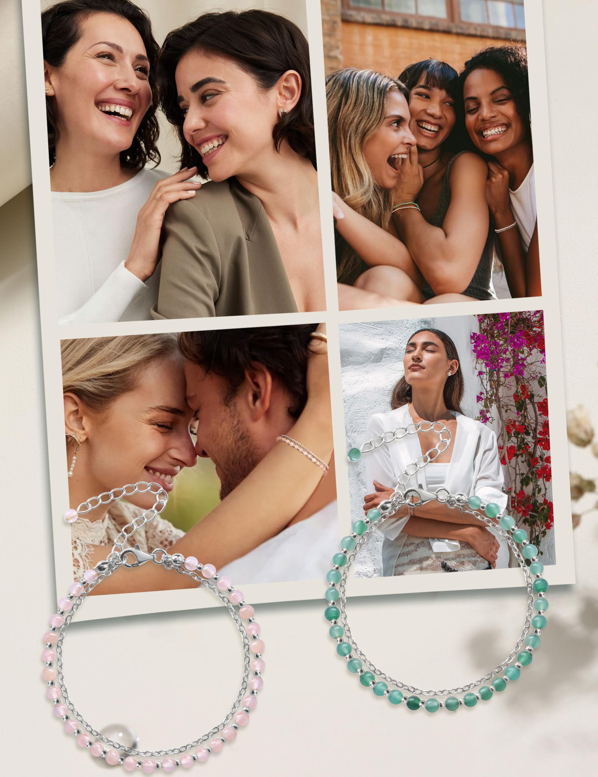 YCTTKDD Pulseras de cuentas para mujeres y niñas, pulsera con cierre de plata de ley 925, cuentas de piedra natural, pulsera de cristal, pulseras bohemias chapadas en oro ajustables, regalo de joyería
