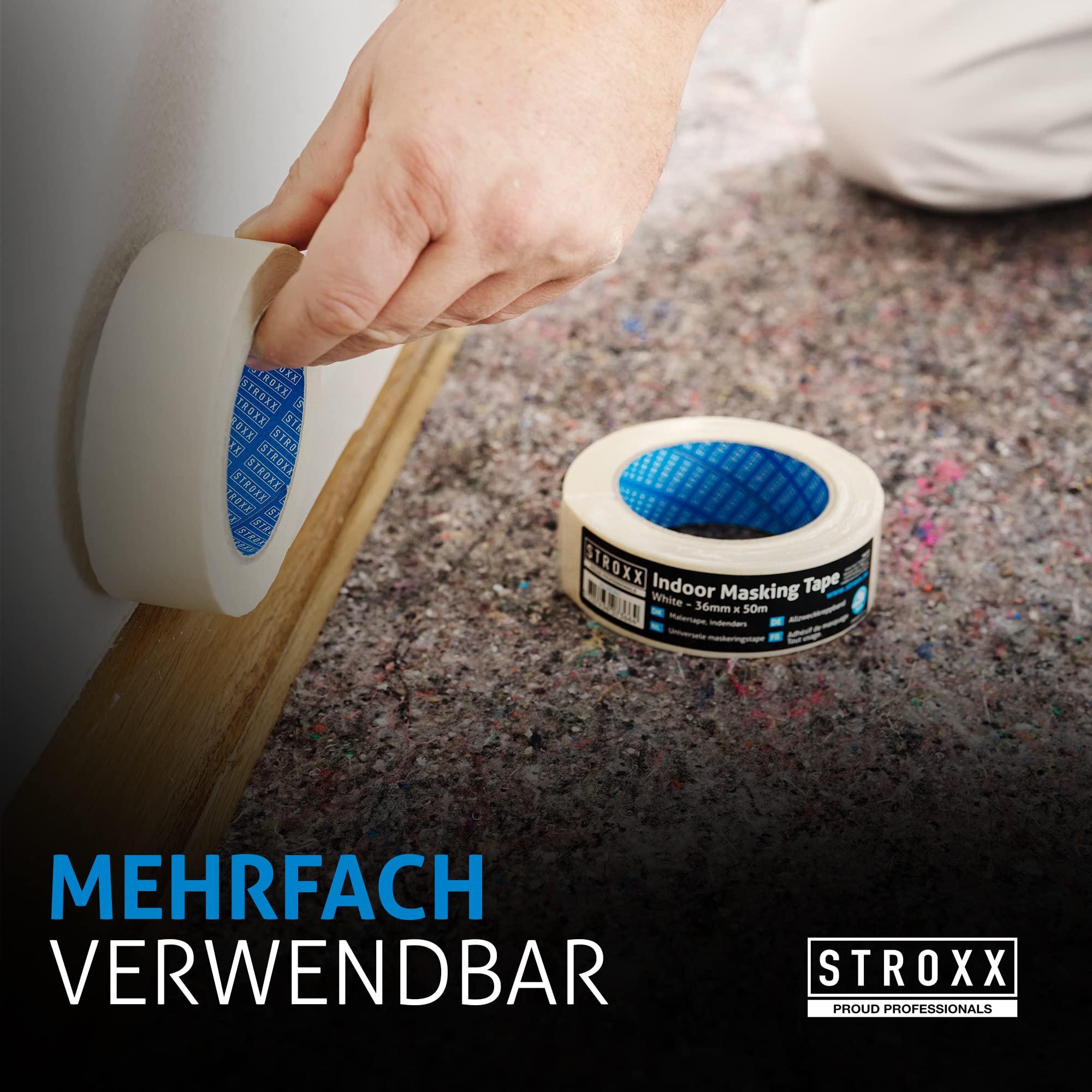 STROXX – Malervlies 2 x 25m mit 250g/m² – Abdeckvlies in Profi-Qualität mit PE Anti-Rutsch Beschichtung – extra starkes Schutzvlies – mehrfach verwendbar