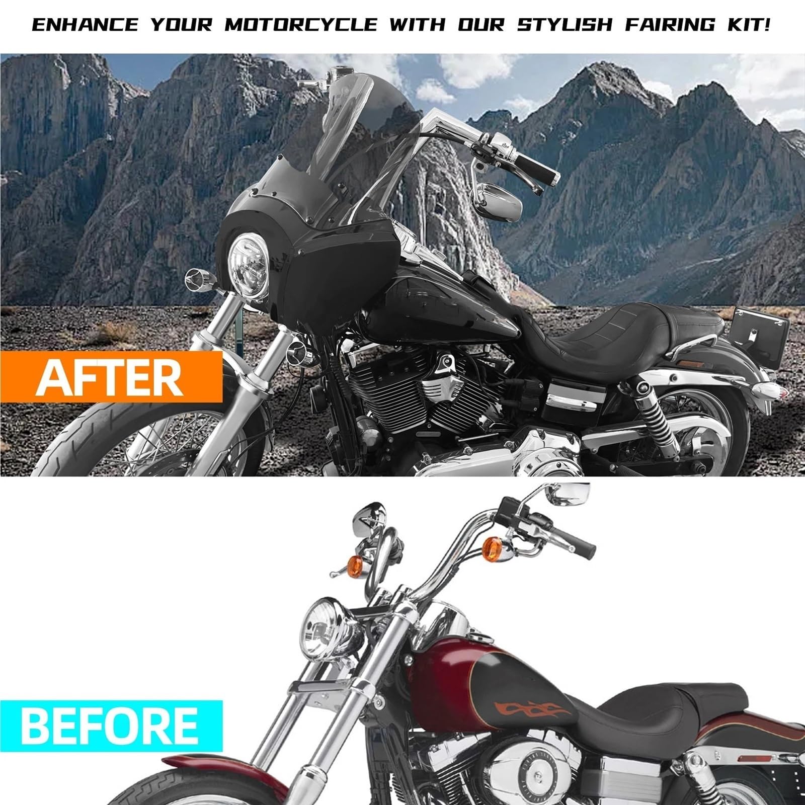 Przednia szyba motocyklowa Zestaw Owiewki Motocykla Pasuje Do Harley Dyna FXDXT T-Sport, Osłona Reflektora 5,75", Wiatroszczelna, 15", Z Przedłużeniem