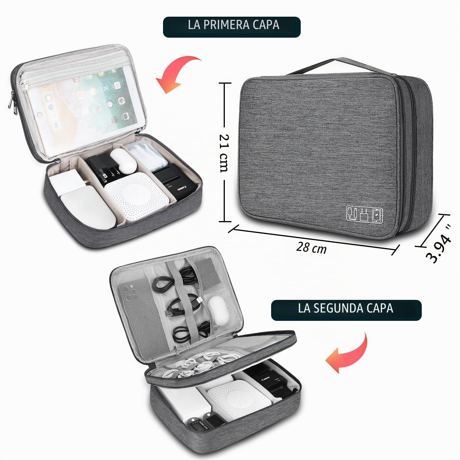 Organizador electrónico Universal de Viaje, Organizador de Cables electrónicos, Bolsa de Accesorios para Cable, Cargador, teléfono, USB, Tarjeta SD, 1 Paquete