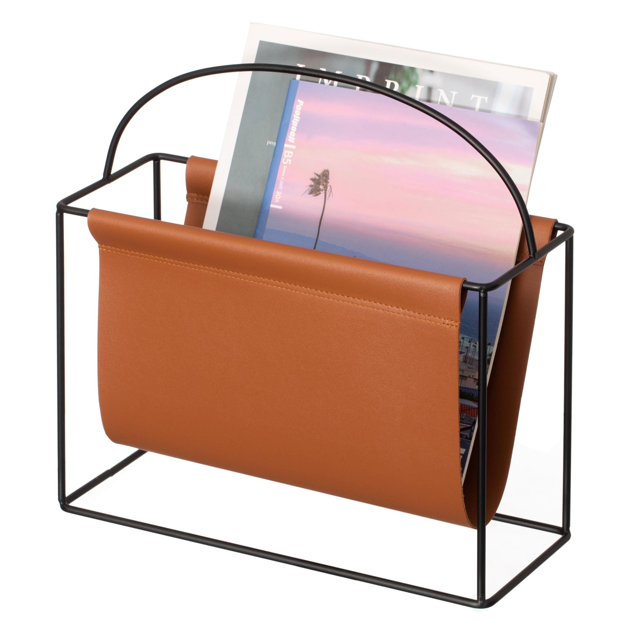 Amazon.com: Fabulaxe Arch Gold-Tone Metal Magazine Rack with Brown