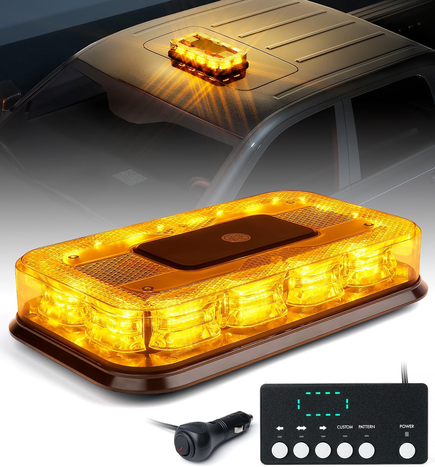 LUMENIX Rooftop Strobe Beacon Light w/Controller, Amber 72