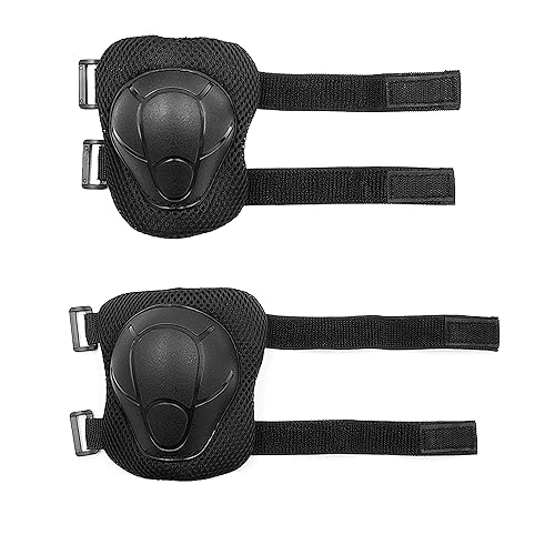 Miniatura 3 de Luwint Juego de equipo de protección para patinaje para niños, rodilleras y coderas, muñequera para niños y niñas de 3 a 7 años (negro)