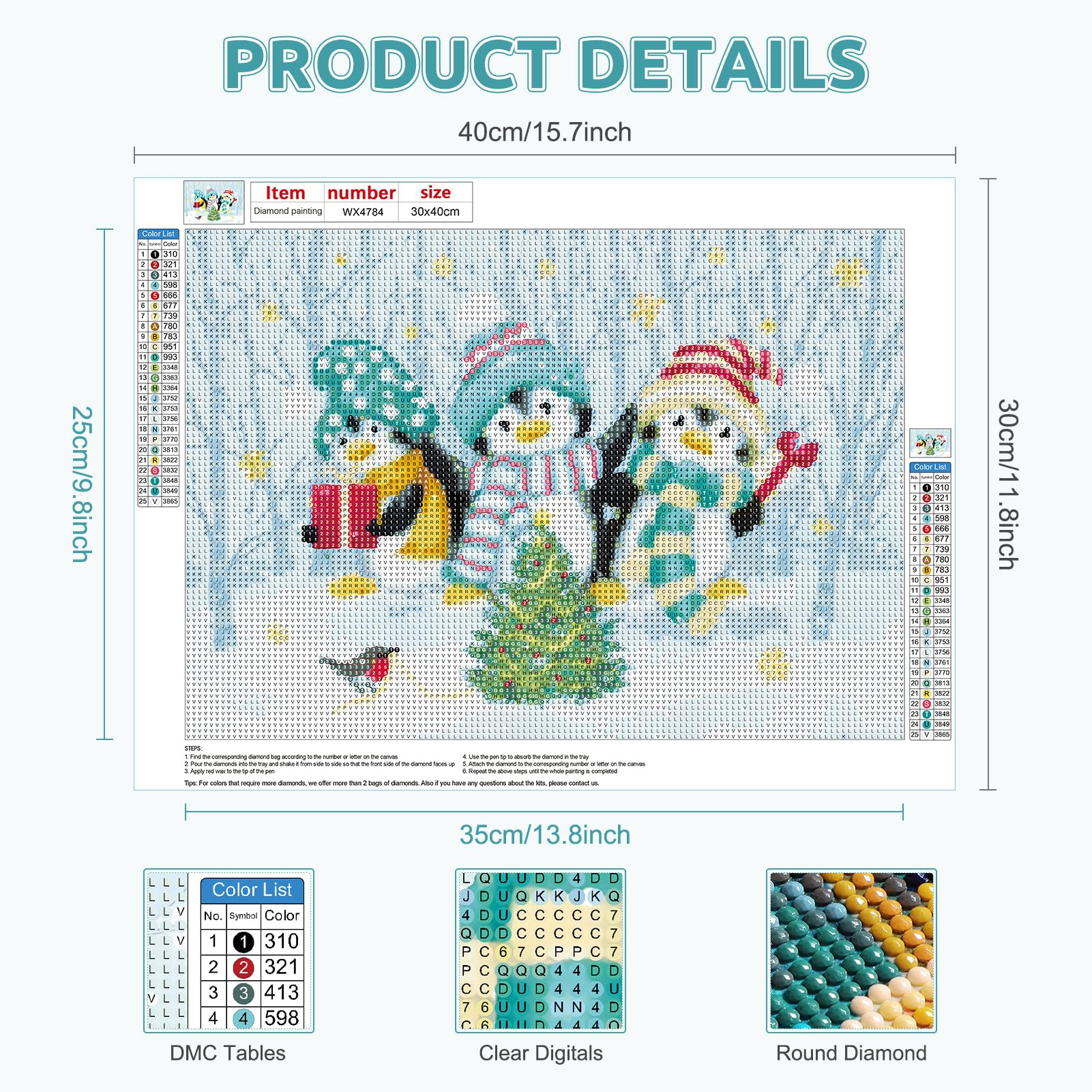 RICUVED Kit Diamond Painting 5D Fai Da Te – Quadro Invernale Con Tela Completa E Accessori – Regalo E Decorazione Casa (30 X 40 Cm) - 2