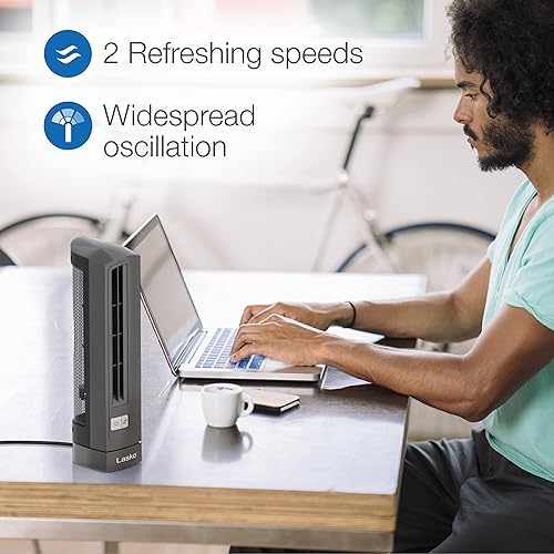 Vista 4 de Lasko Air Stik - Ventilador oscilante ultrafino, Plástico, 14 pulgadas