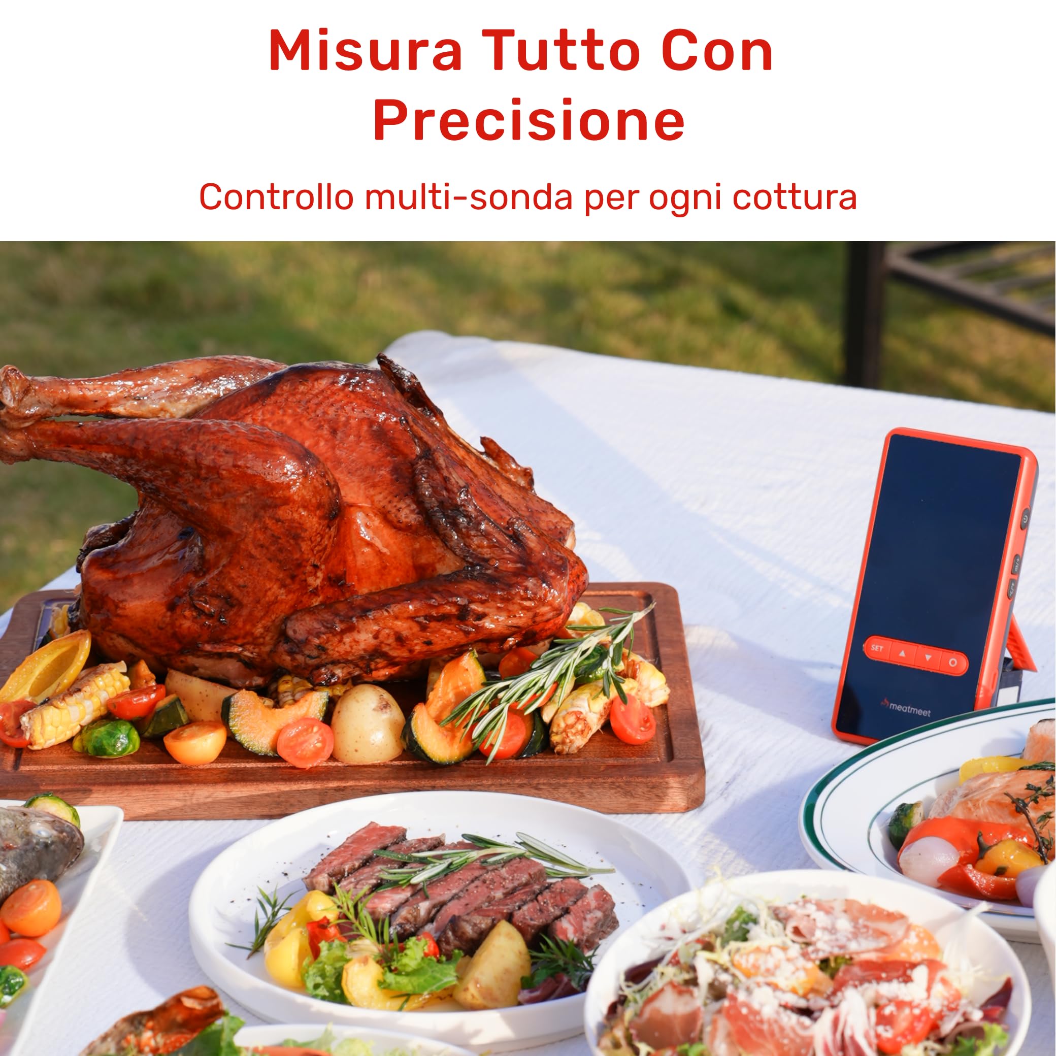Z Pro Termometro per carne wireless con WiFi e Bluetooth, 4 sonde con 6 sensori, Resistenza a 595°C, Impermeabile IP69, ideale per Forno, BBQ, Grigliate, Affumicatori, forni e cucina