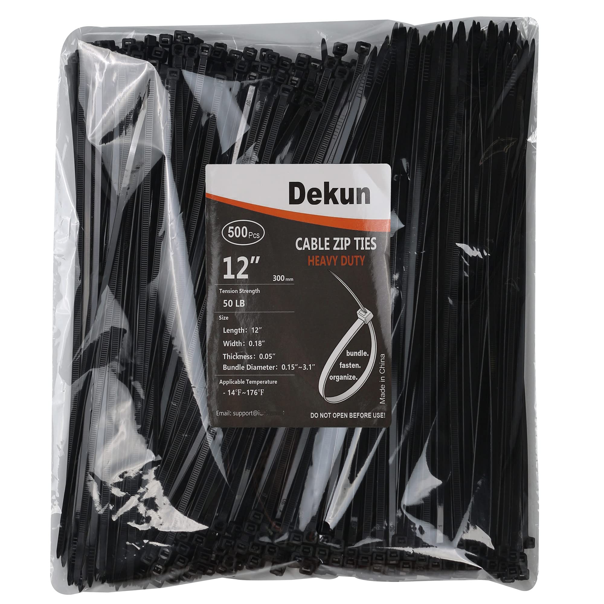Dekun 12 Inch Zip Ties 500 Packs, 12