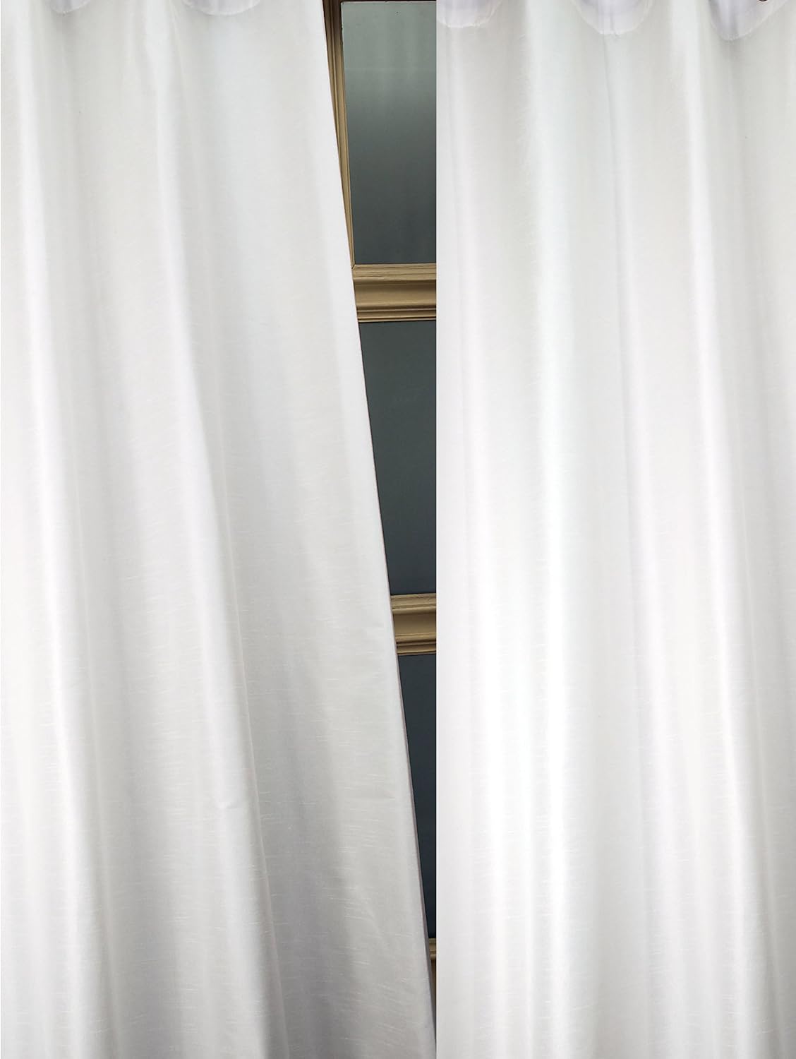 Metallic Tone raw Faux Silk Curtain/Panel/Drape (White, 52