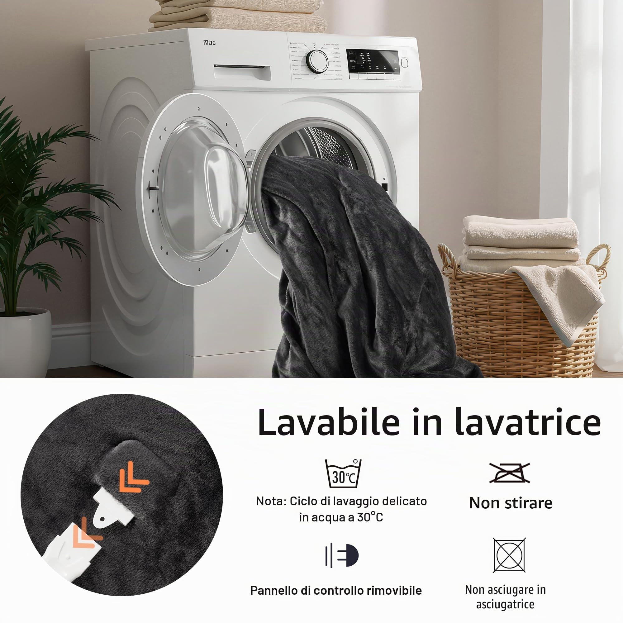 CURECURE Grande Coperta Termica 150 x 200 cm Riscaldamento Rapido, Grande e Morbida in Flanella con 1-10 ore di Spegnimento Automatico e 4 Livelli di Calore, Lavabile in Lavatrice