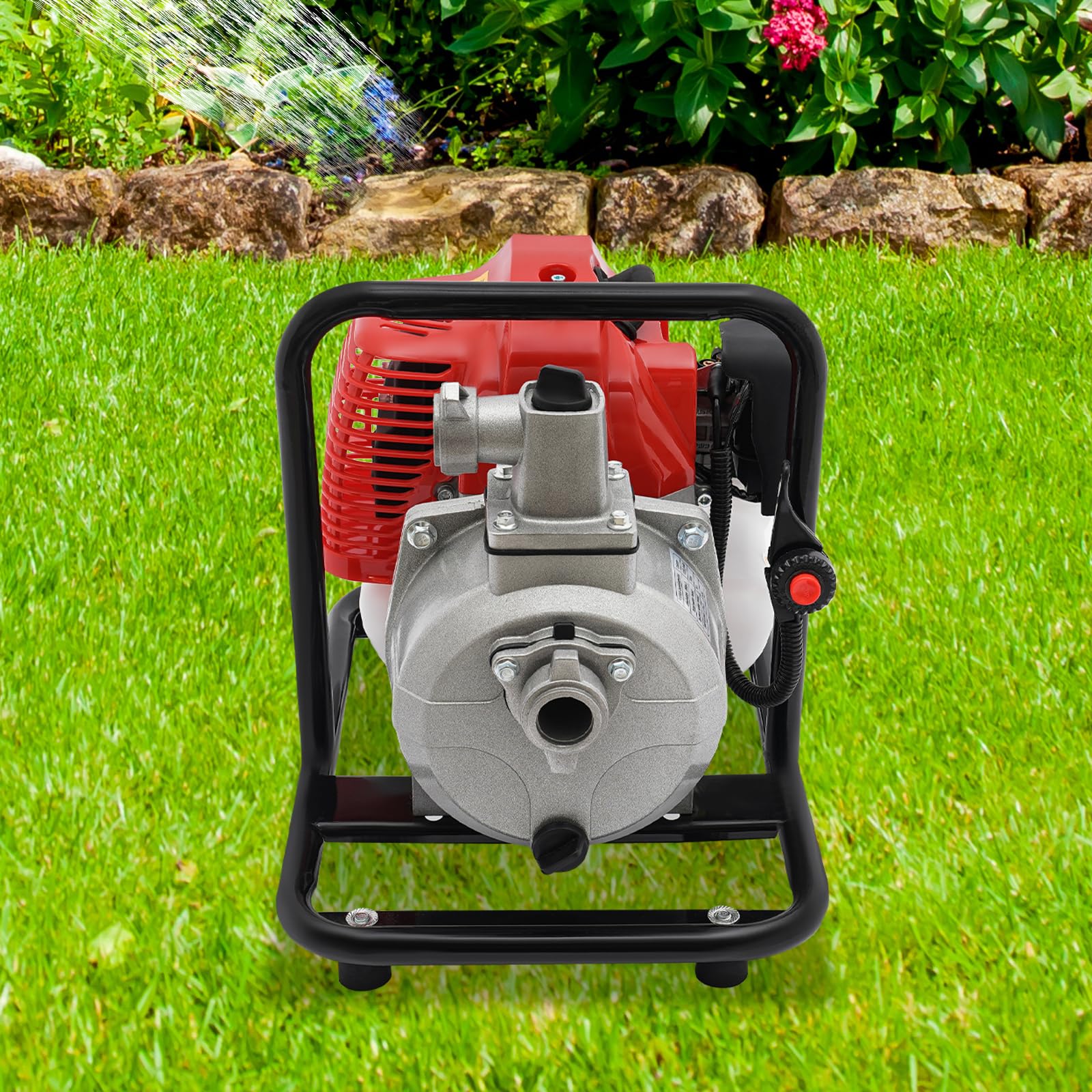 1.7 Hp Gasoline Water Pump 43CC Gas-Powered Semi-Trash Irrigation Transfer Pump Gas Powered Water Transfer Pump with Handle for Irrigation Pool