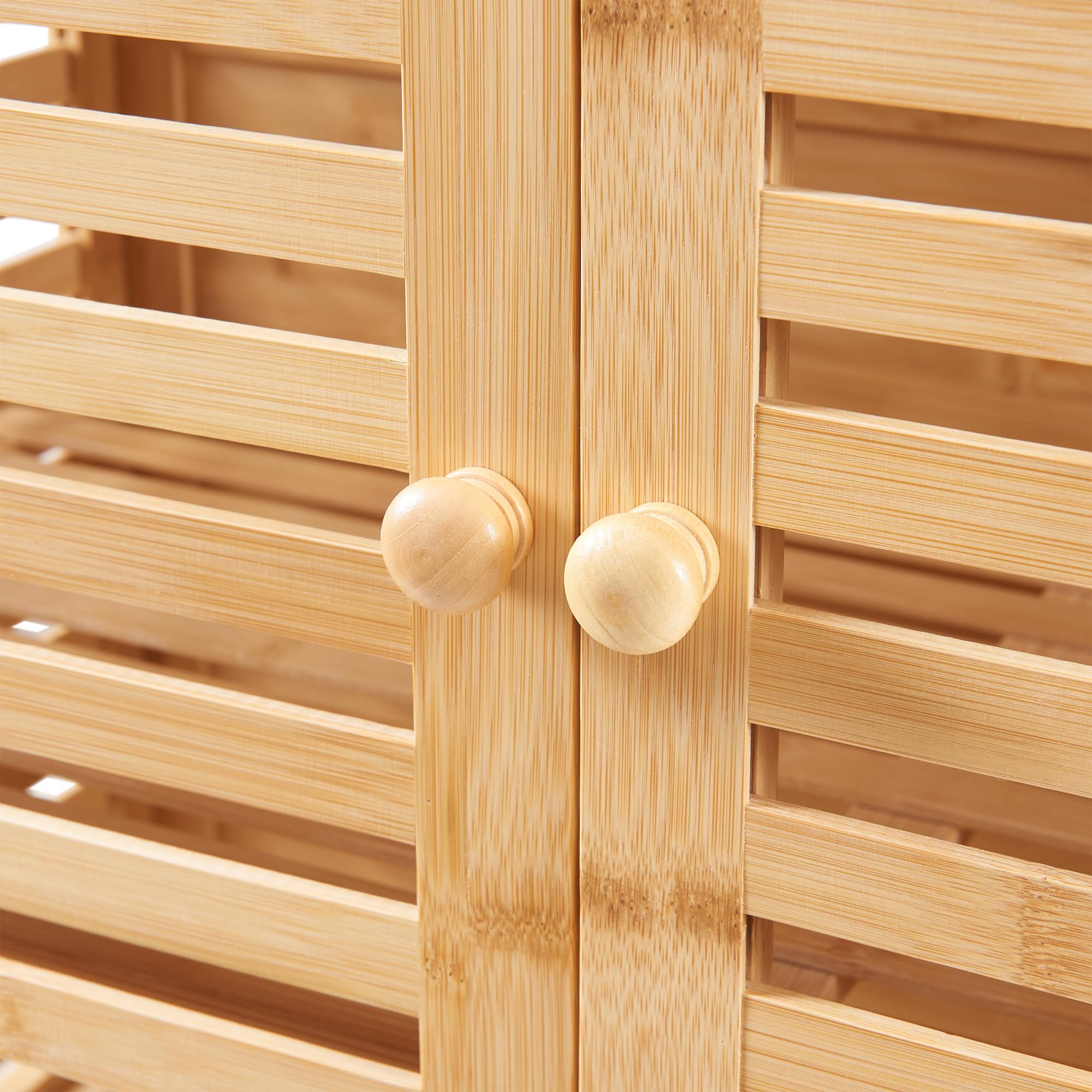 [en.casa] Badezimmerschrank Raurgela 180 x 80 x 40 cm Bambus Badezimmermöbel Küchenschrank Hochschrank Aufbewahrungsschrank