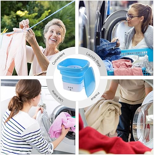 Miniatura 4 de Angoily Mini lavadora portátil Lavadora plegable para apartamentos y viajes con temporizador de pantalla táctil Simulación de lavado a mano Cesta de