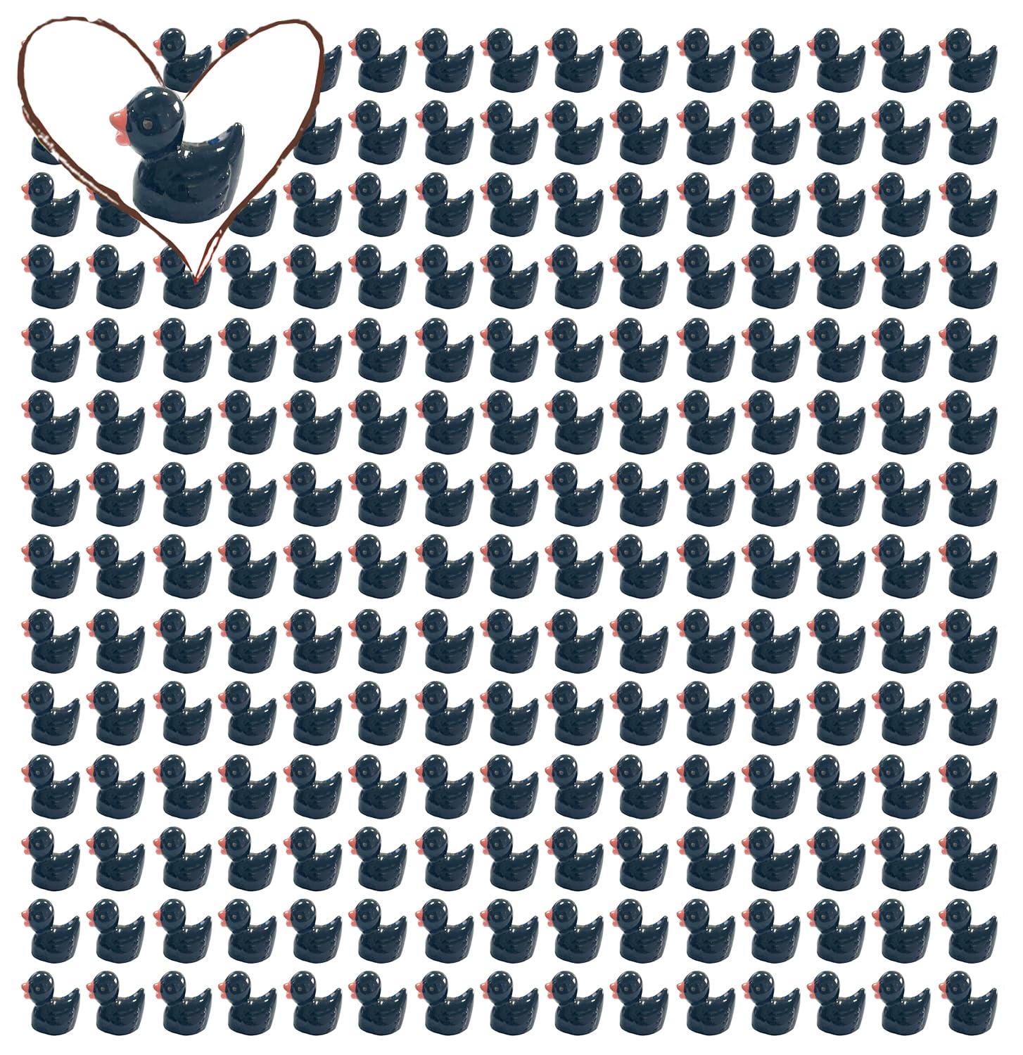 Pcxino 400pcs Mini Resin Duck Bulk Tiny Duck Figures for Micro Fairy Garden Landscape Aquarium Decor,Black