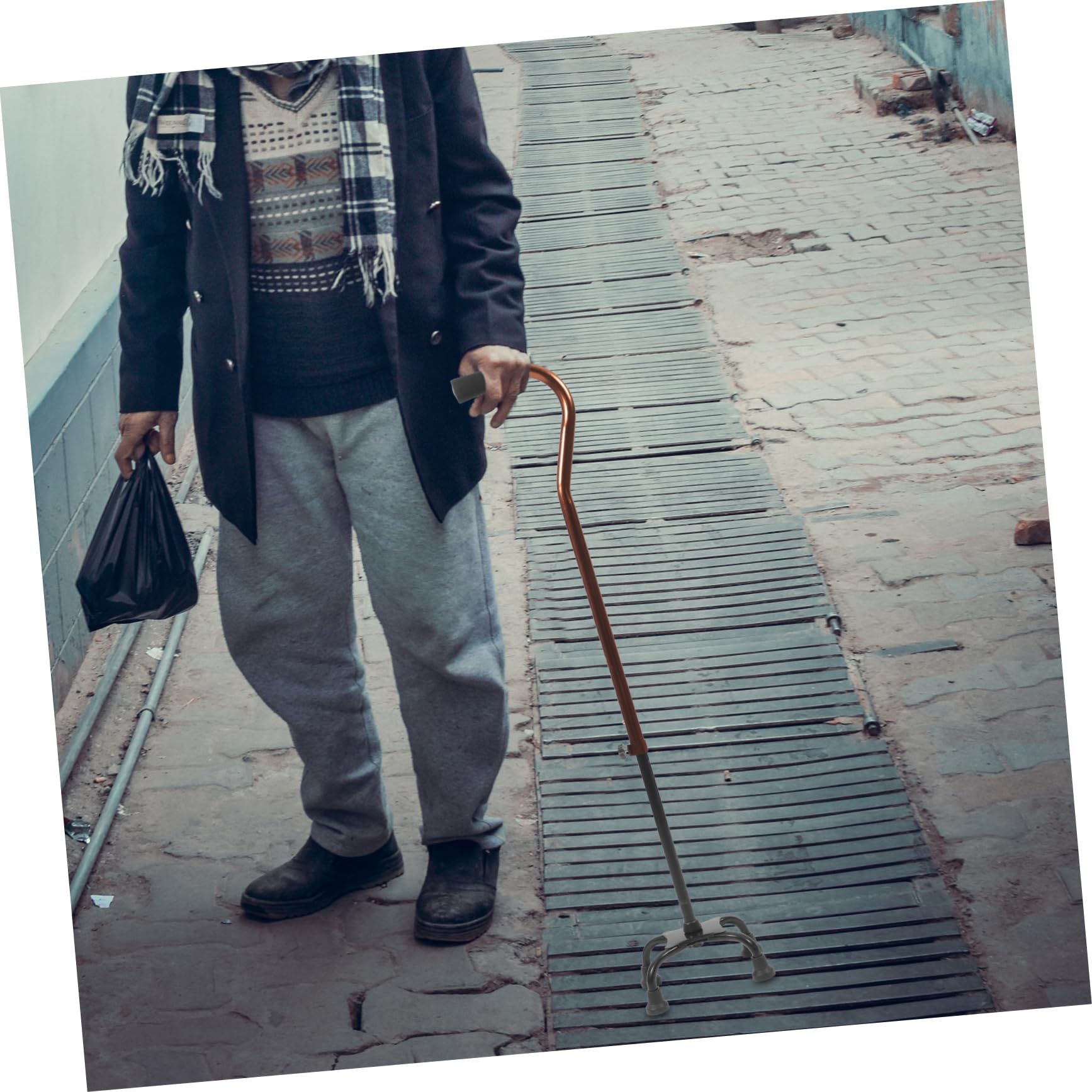 Bastone Impugnatura Camminare Alluminio Regolabile Lega e per in di Gomma Ergonomica Antiscivolo, Leggero e Resistente per Anziani e Attività All'aperto