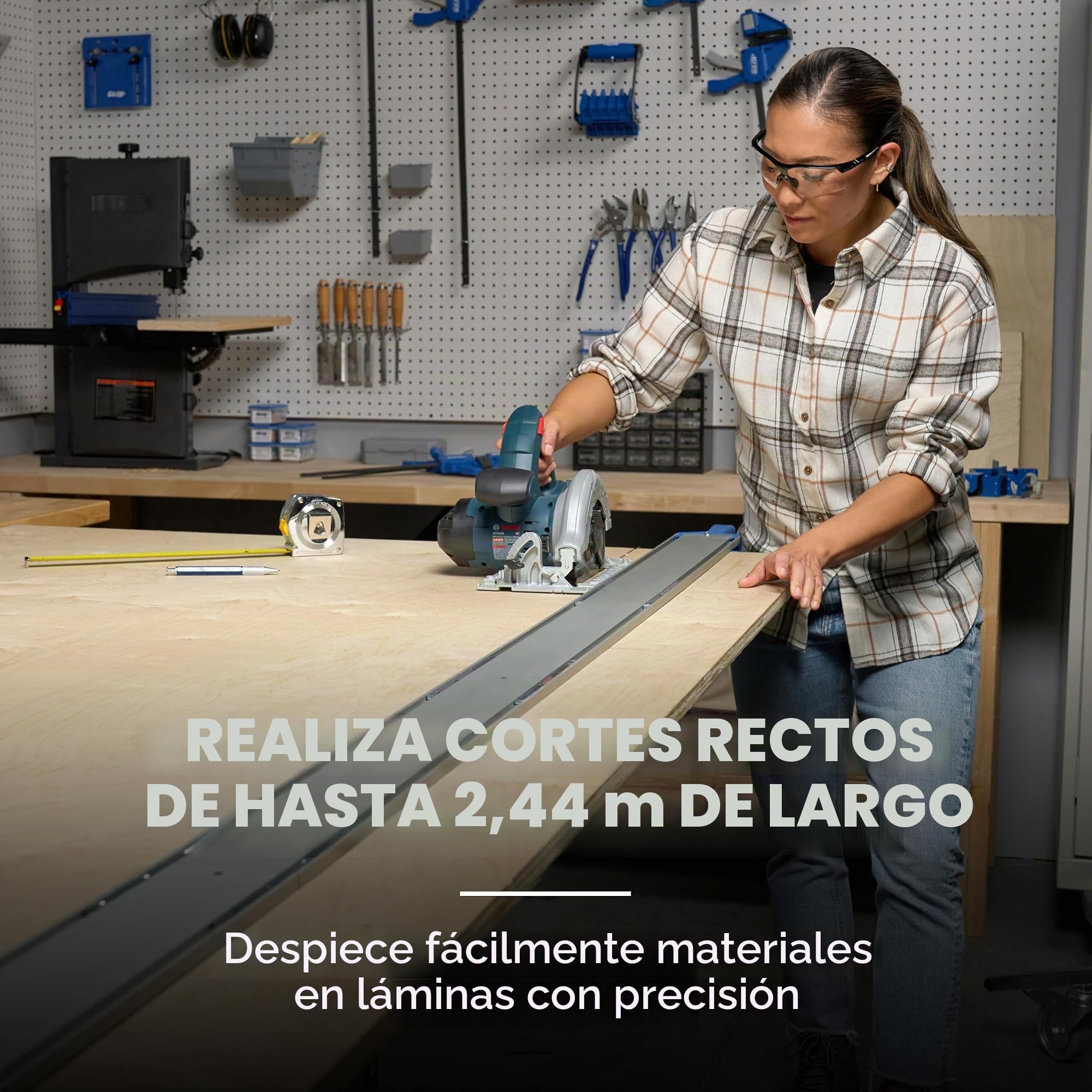 Kreg Guía de borde recto XL-8 pies | Para sierra circular, para corte cruzado preciso y corte rasgado, rieles guía de aluminio, grado profesional