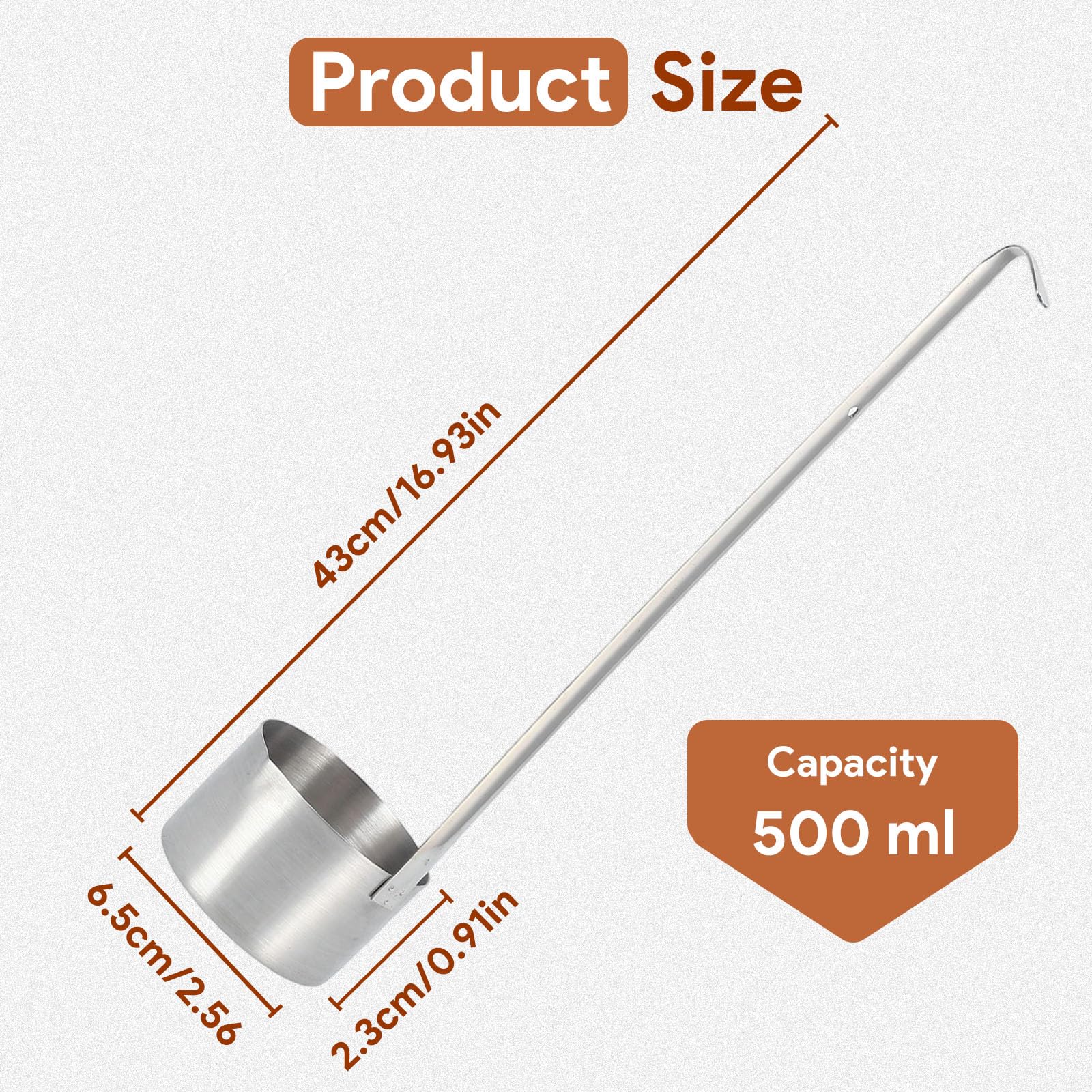 Cucchiaio Dosatore per Vino Mestolo per Vino In Acciaio Inossidabile Cucchiaio per Mestolo per Vino Cucchiaio per Versare La Birra con Gancio Mestolo 25ml/50ml/125ml/250ml/500ml(500ML)