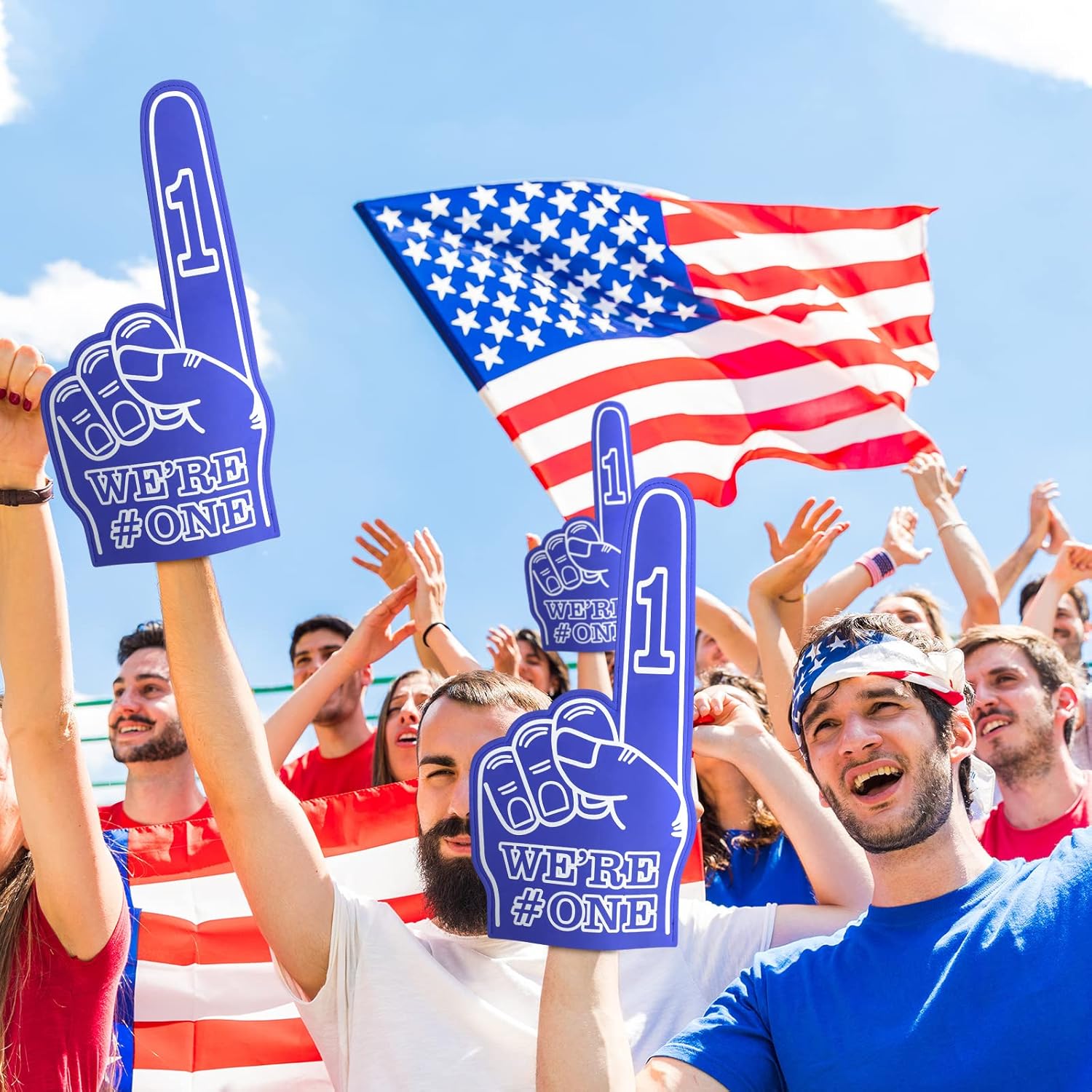 Sotiff Giant Foam Finger 6 Pack We're Number 1 Foam Hand 18 Inch Football Baseball Fan Cheerleading for Sports Celebration Pom Poms Noise Maker for Sporting Events Games
