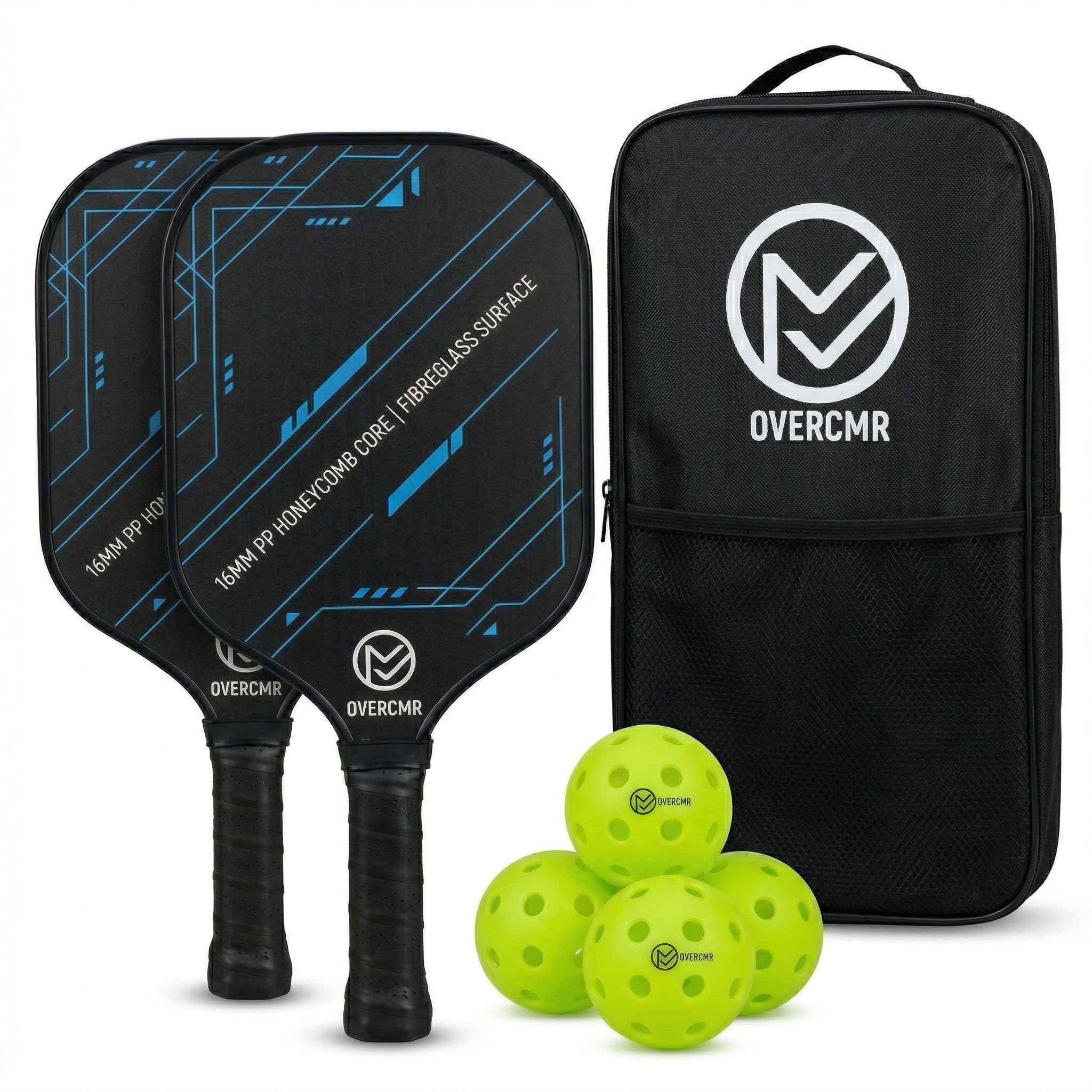 Pickleball Kit| 2 Paddle Rackets,4 Pickle Balls & Portable Kit Cover Bag | 16MM Polypropylene Honeycomb Core with Fiberglass Surface | for Outdoors | Suited for Beginners and Intermediates-image-11