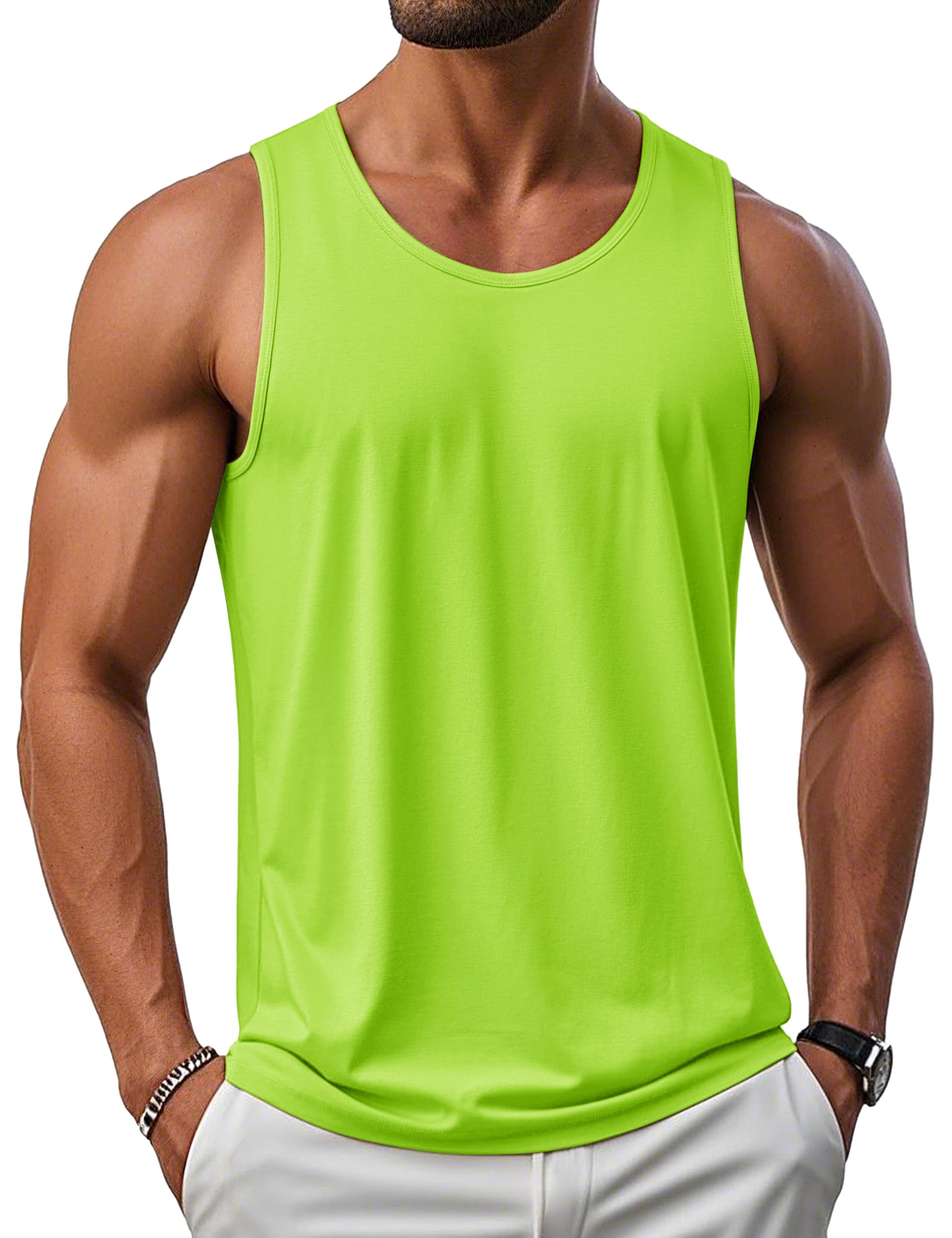 MAGCOMSEN Men's UPF 50+ Tank Top Gym Workout Sleeveless Muscle Shirts Sun Protection Cut Off Shirts Summer Sleeveless T Shirt