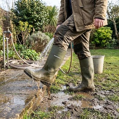 Dunlop Women's Price Master PVC Rain Boots Outdoor Rain Shoes Gardening Boots Wellington Boots for Women, Green - Green, 3 UK