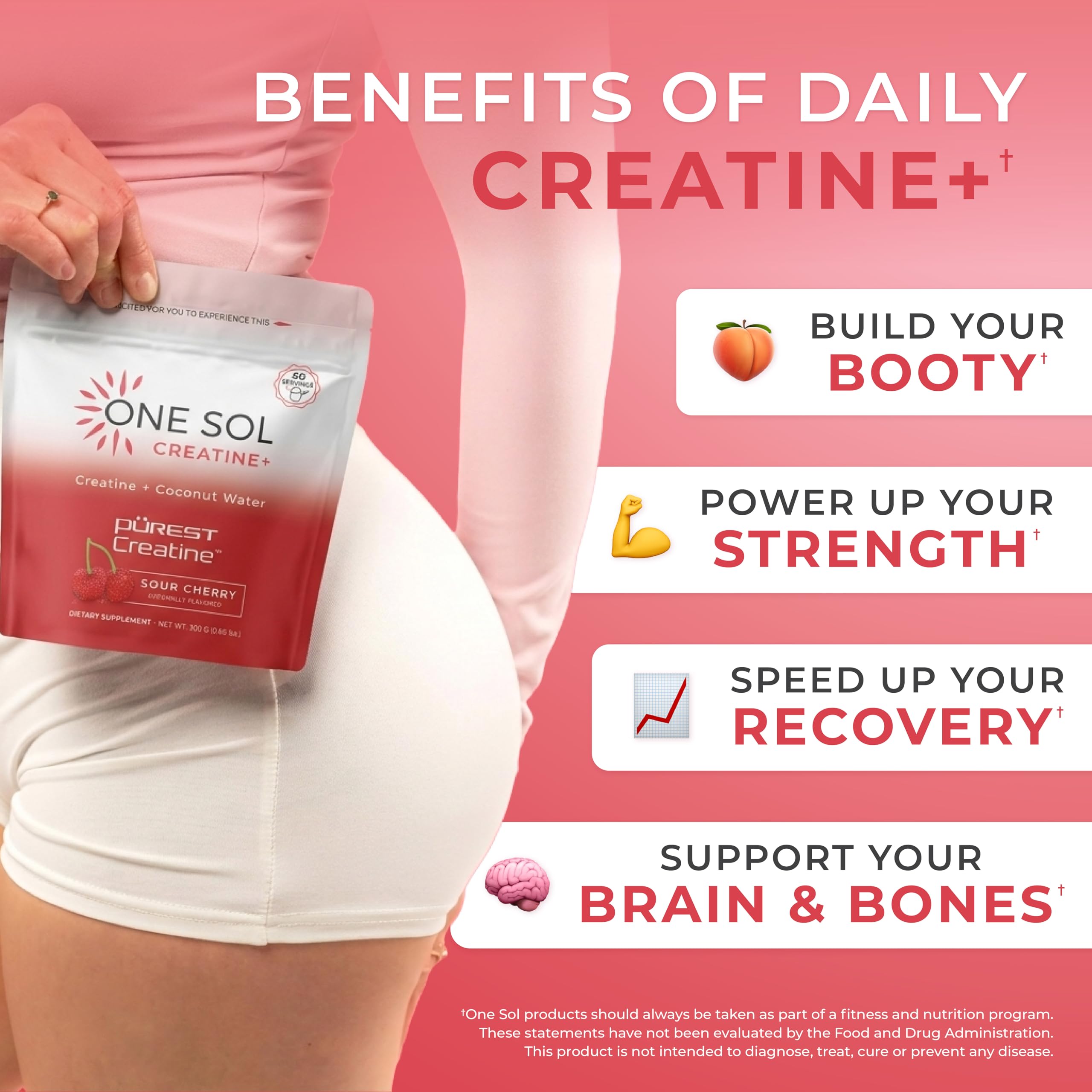 One Sol Women's Creatine for Muscle & Recovery, Sour Cherry, 60 Servings — Amazon image 2