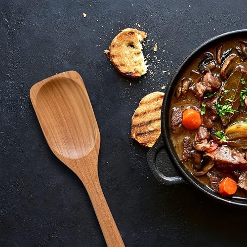 Miniatura 2 de FAAY Cuchara de madera grande de 18 pulgadas mango largo resistente con cucharada para revolver mezclar y cocinar Hecho a mano de teca para hervir