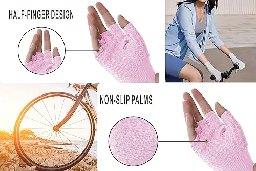 Miniatura 5 de PIQIDIG Guantes sin dedos SPF para hombre y mujer, guantes de conducción unisex con protección solar UPF 50+ con gel de silicona