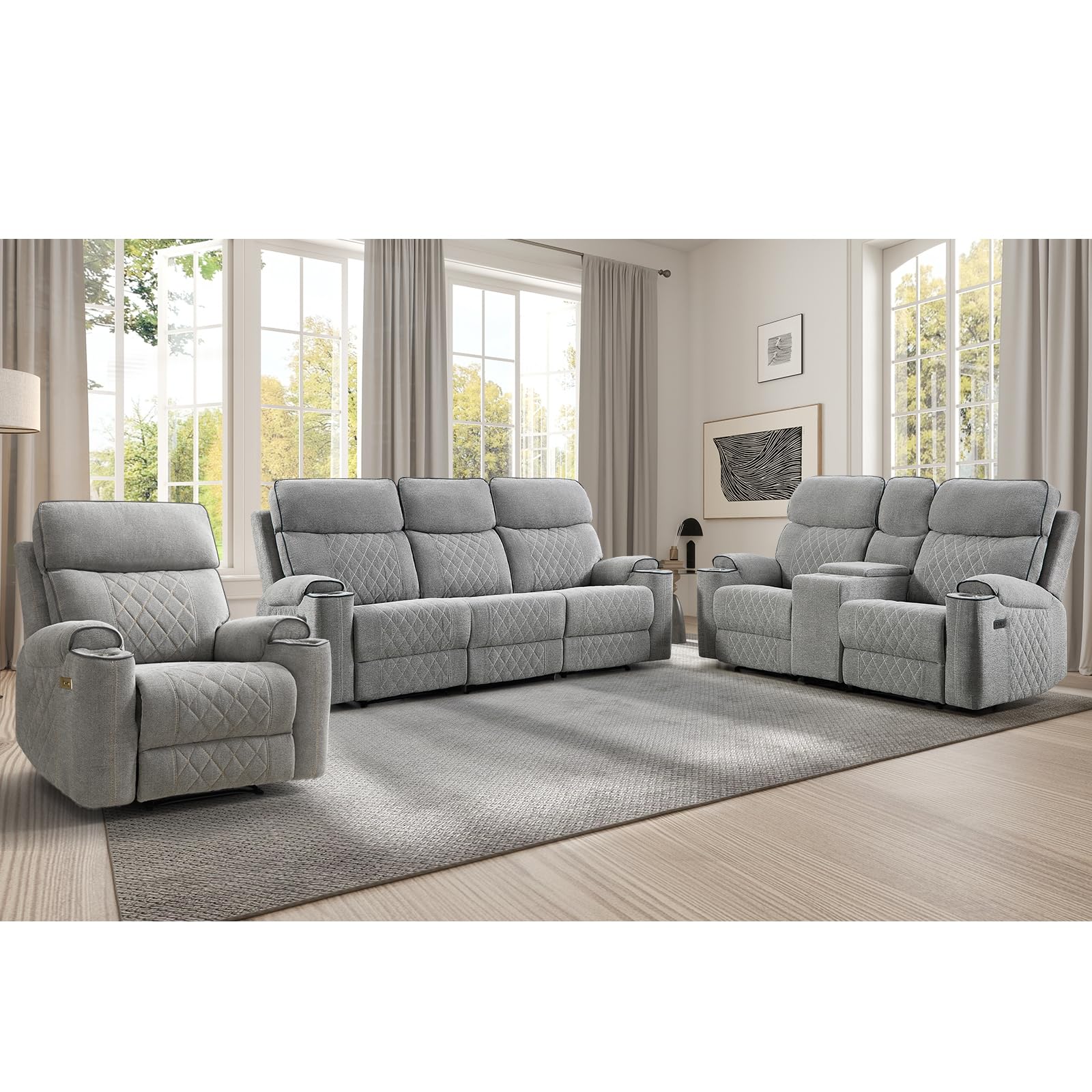 EBELLO Power Reclining Sofa Set