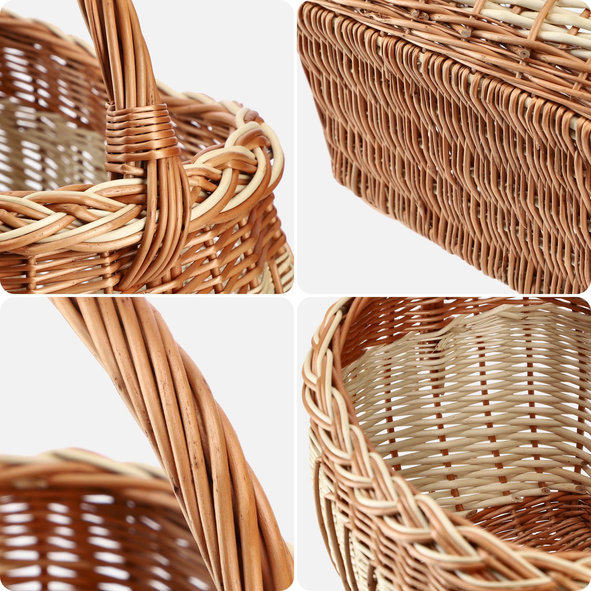 KADAX Panier en osier pour champignons, ovale, robuste, avec poignée de poignée, pour le jardin, le transport, 31 x 26 x 41 cm