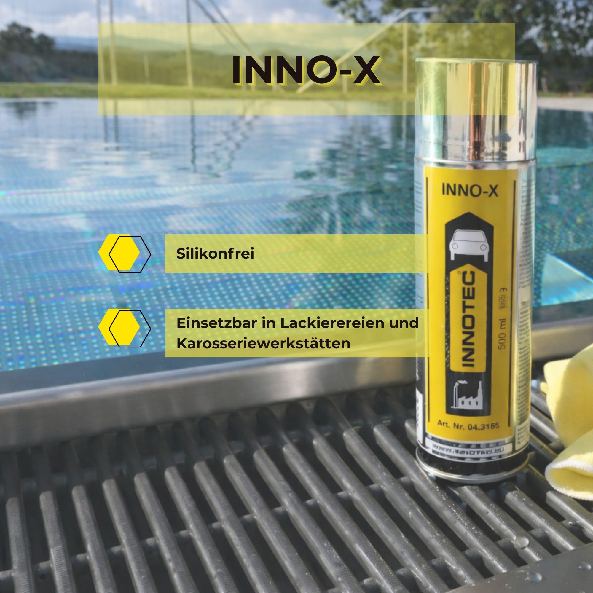 2 Stück INNOTEC Inno-X 500 ml – Edelstahl-Reiniger und Pflege-Spray – entfernt Fett, Schmutz, Fingerabdrücke und Verunreinigungen – für Edelstahl, Chrom, Küche, Grill, Industrie und Fahrzeugteile