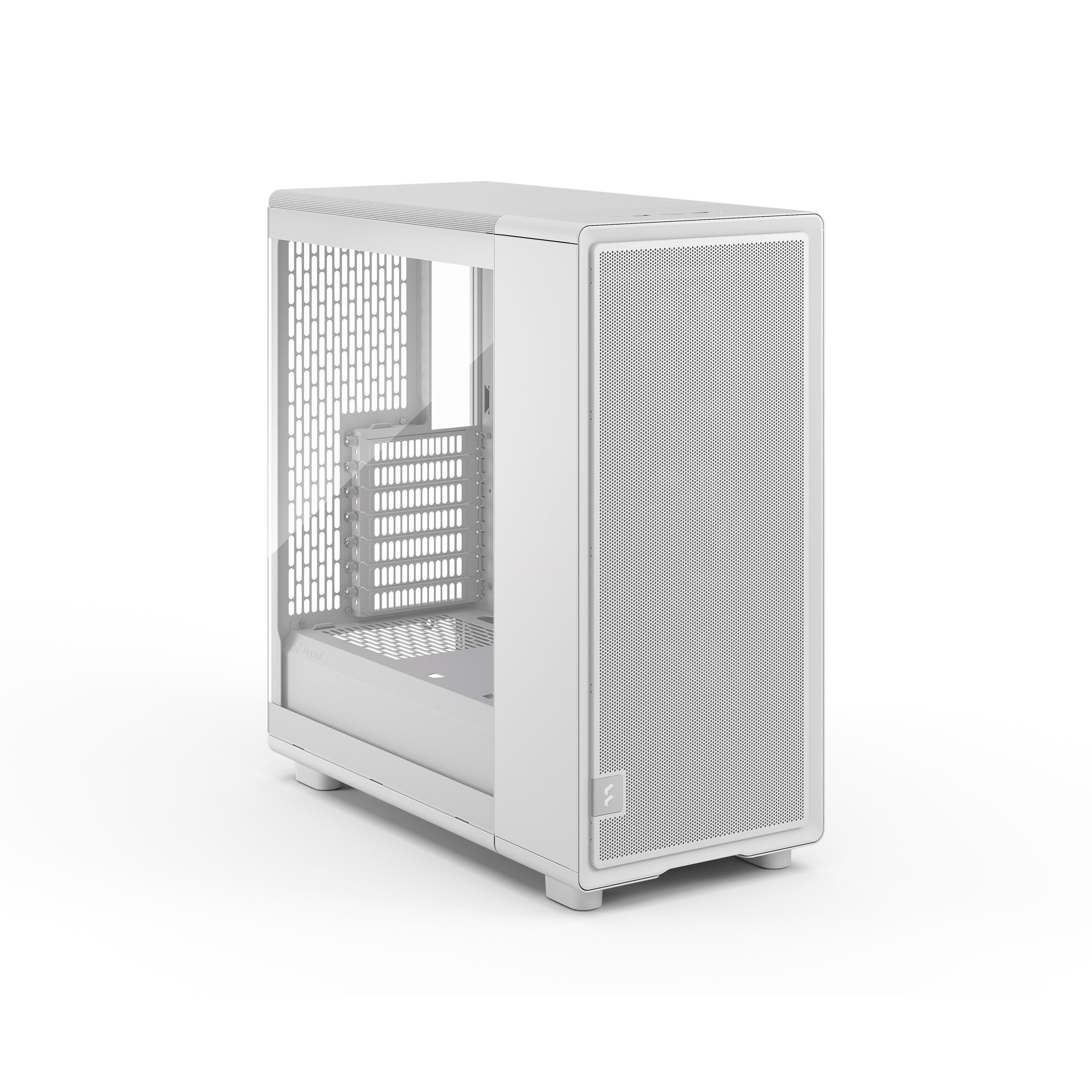 Fractal Design Epoch White - przyciemniane jasne szkło hartowane - siatkowy panel przedni - trzy wentylatory Momentum 12 W zestawie - Przestronne wnętrze - Obsługa ATX/mATX/ITX