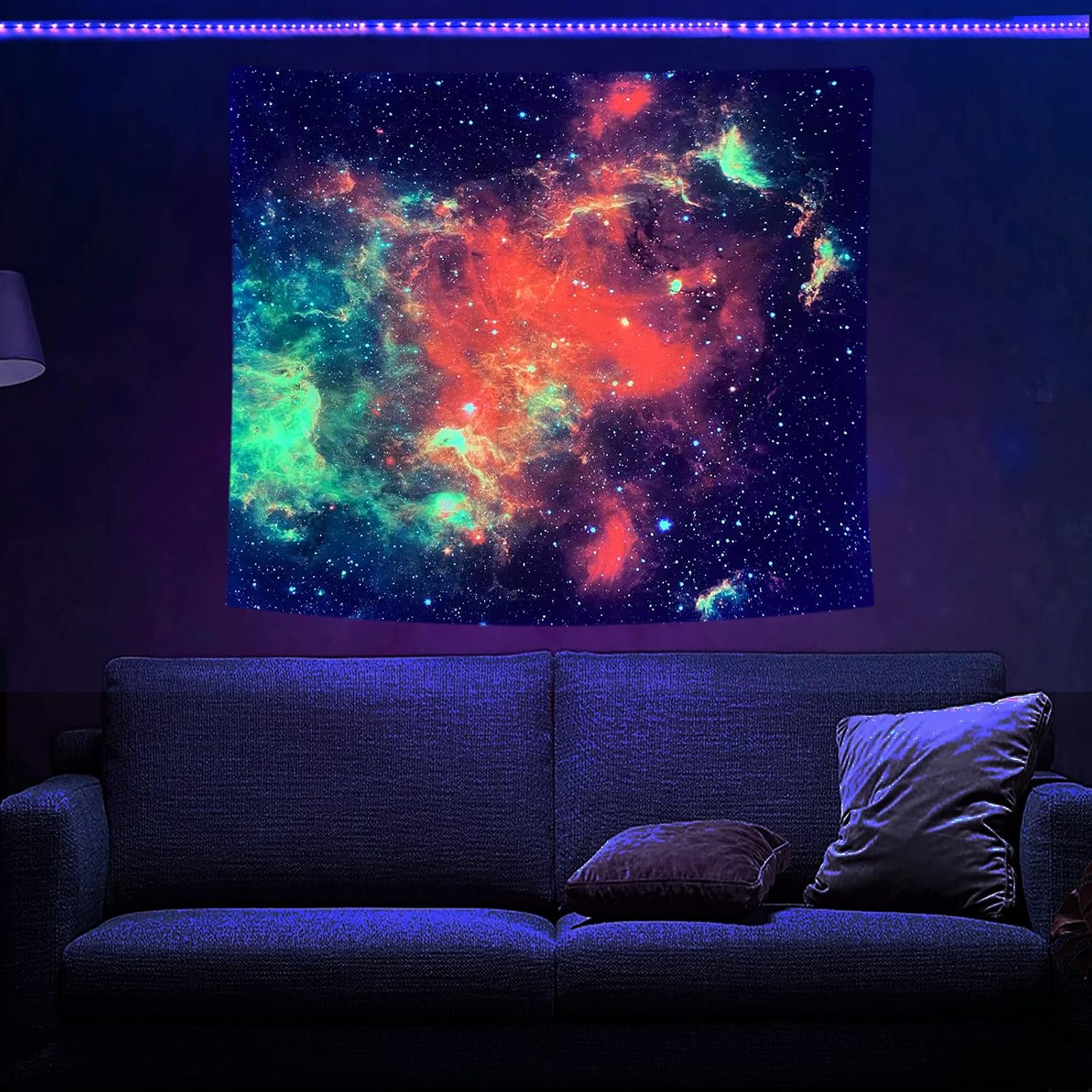 Amazon.com: Psyhilar Blacklight Tapestry Outer Space Black Light ...