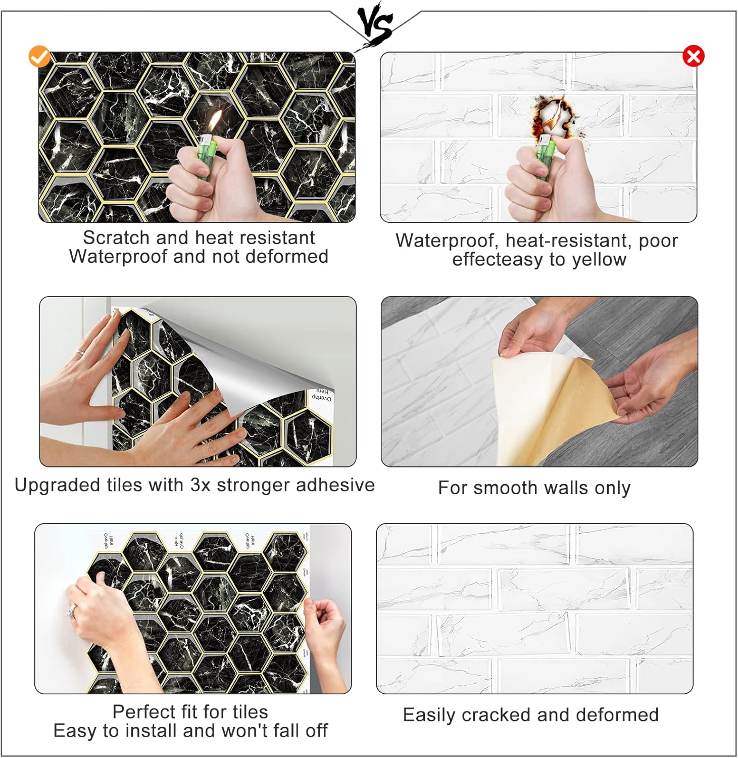 Buy MORCART 10 Sheet Hex Peel and Stick Tile Backsplash, 12 x 12 Black