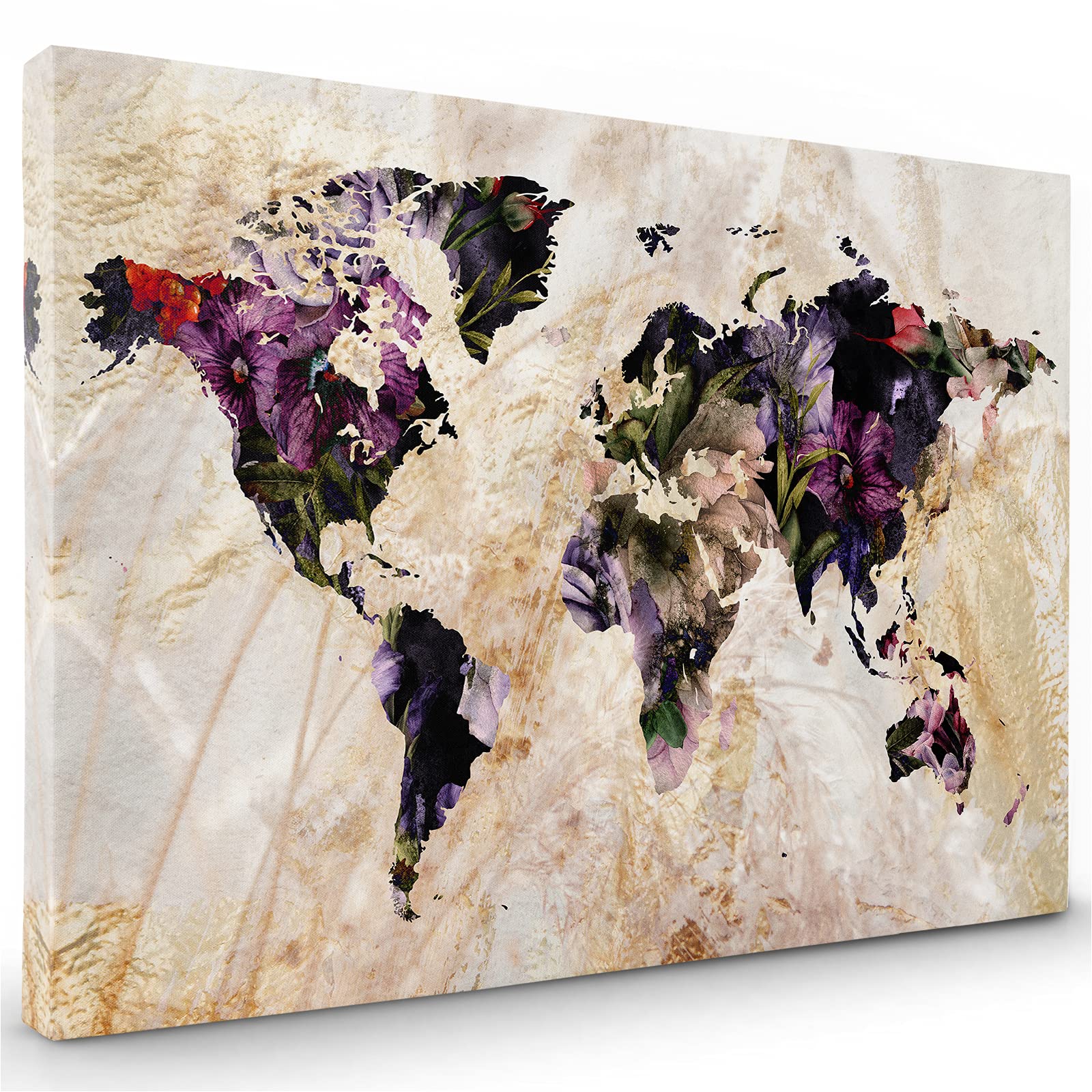 Poster Carte Du Monde Vintage Toile - Foxy Wall Décor - Reproduction Multicolore