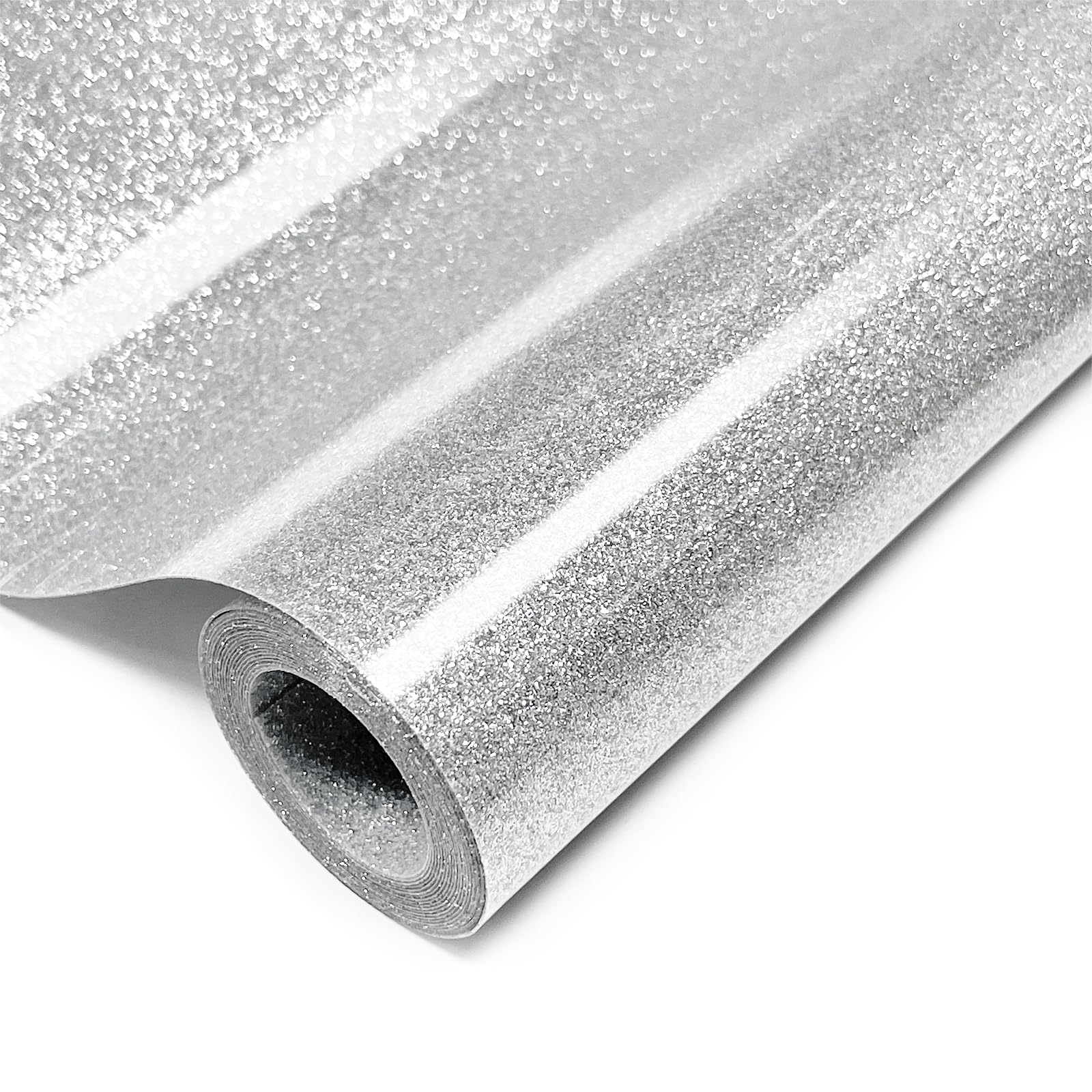 Glitter Iron On 12in X 8ft (Silver), HTV Heat Transfer Vinyl