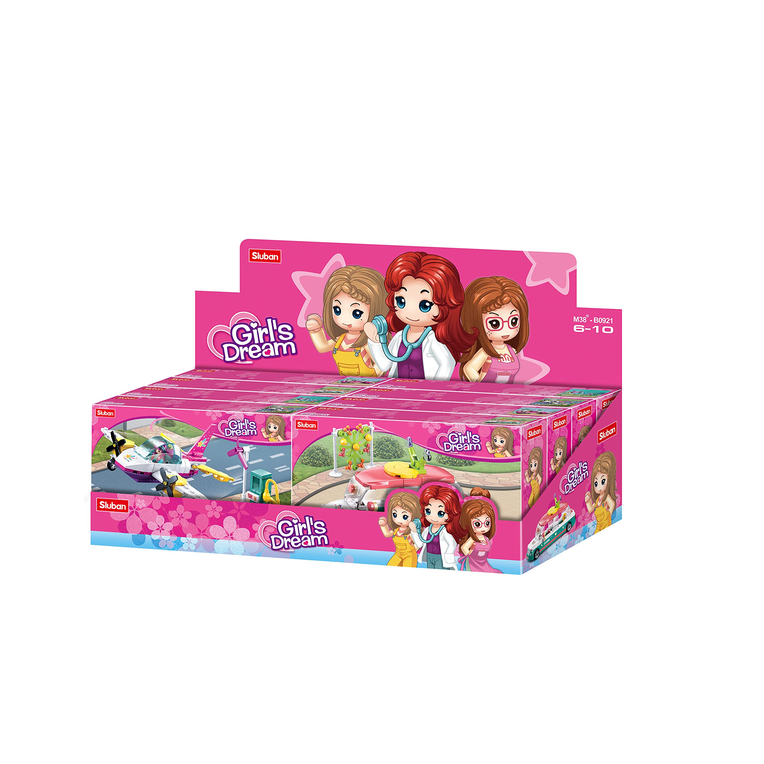 Sluban- Girls Dream – 4 Items Assorted, 2 per Item, 8 Piezas en Total, Multicolor (M38-B0921)