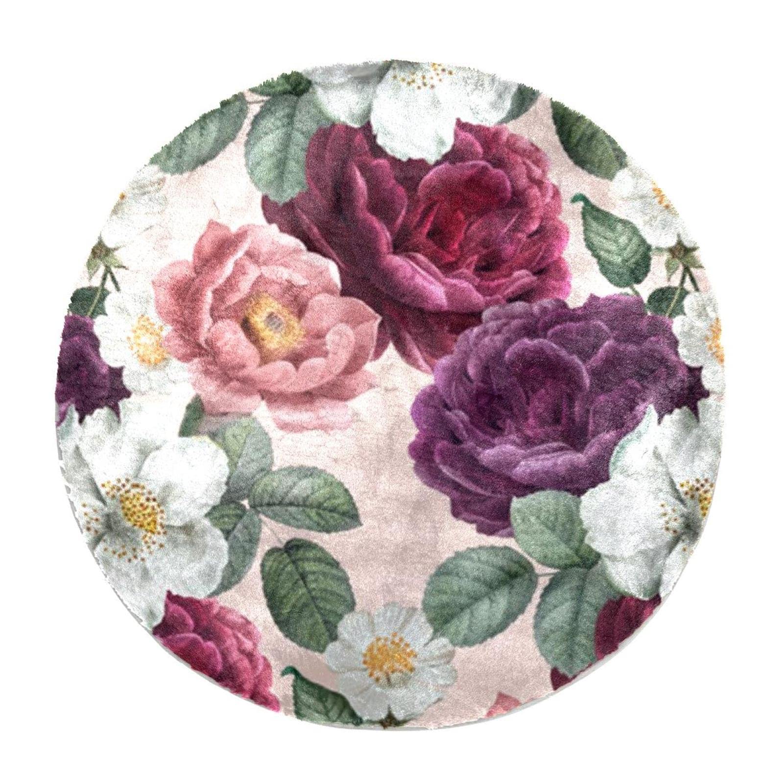 Tapis rond à poils longs lavable pour réchauffer une chambre